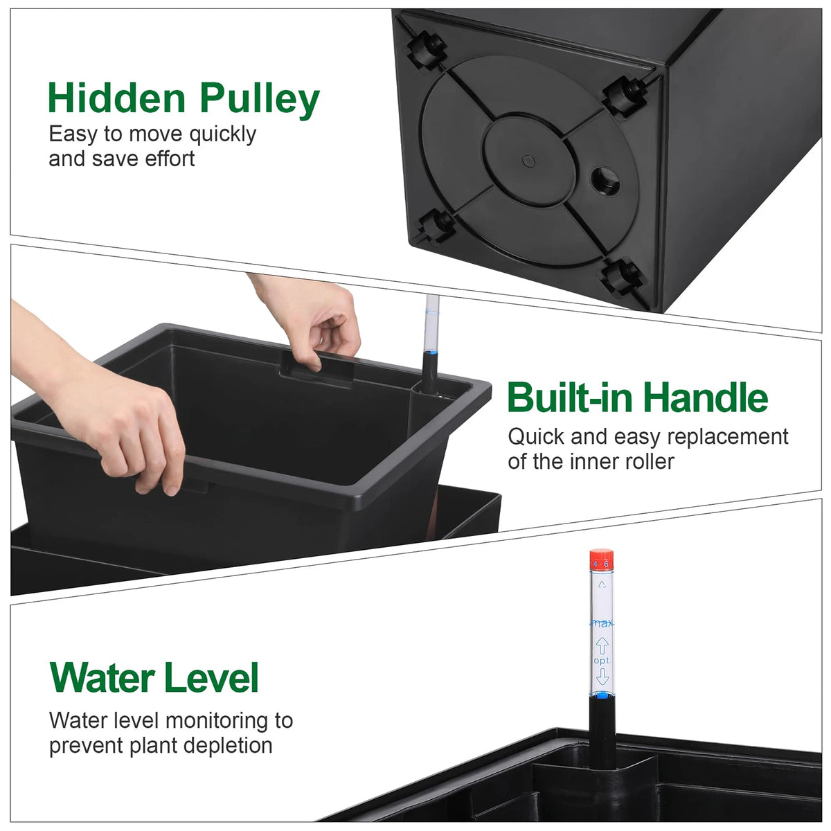 HiMISS Self Watering Planter Set With Drainage And Wheels