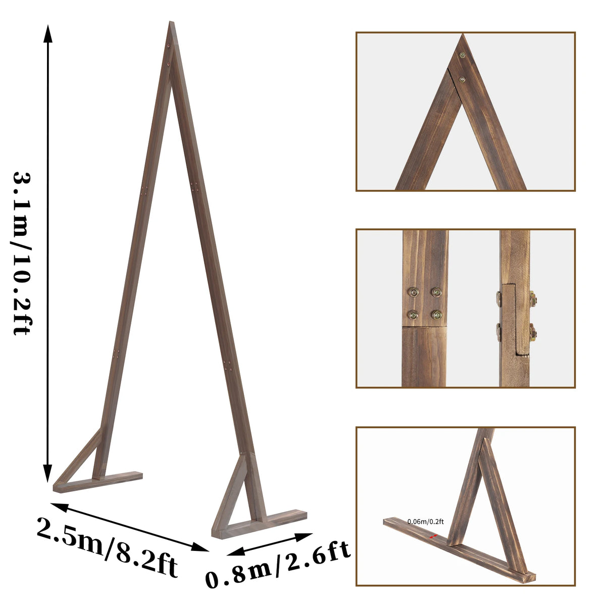 Wooden Rustic Triangle Wedding Arch Backdrop Frame Garden Ceremony Decor