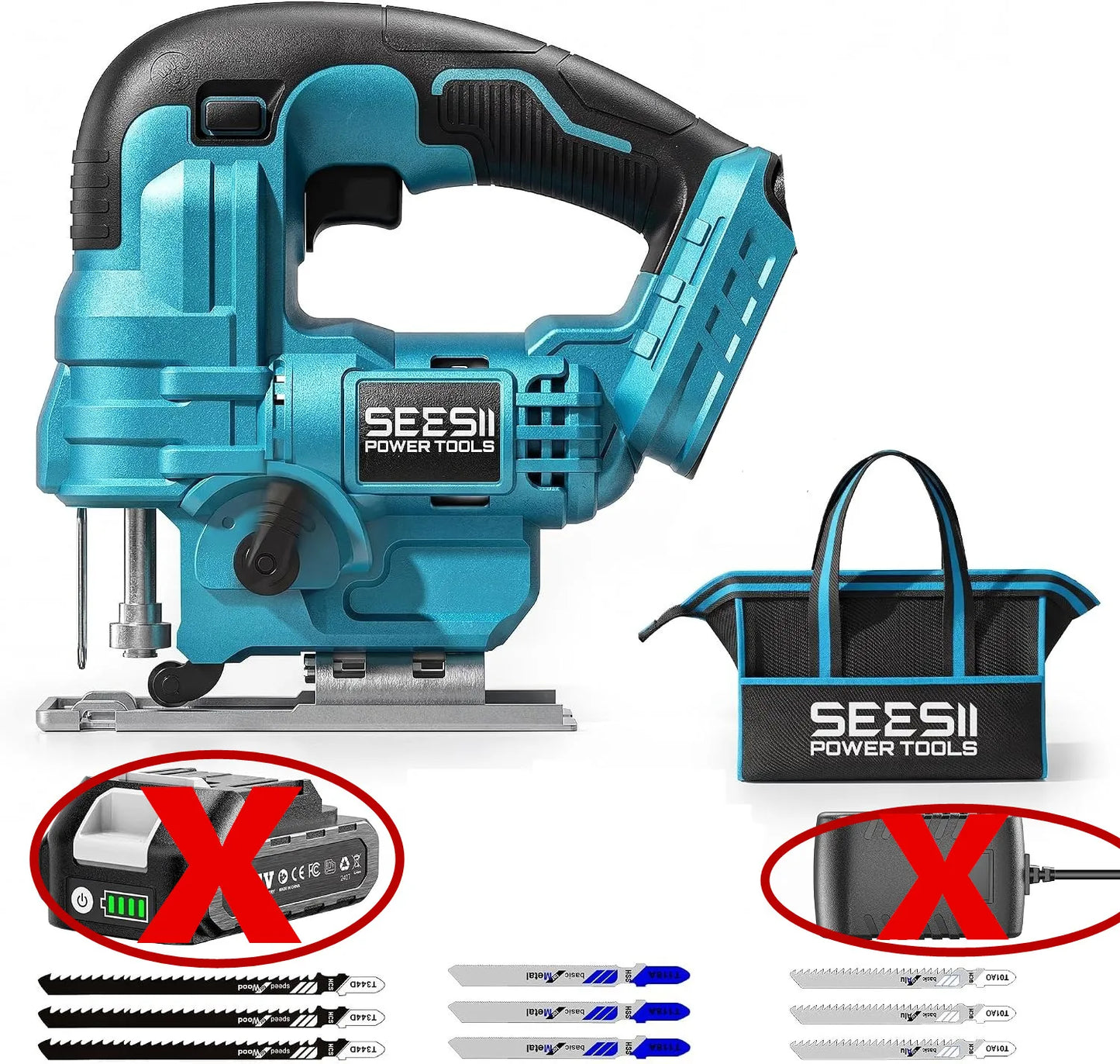Seesii Cordless Jigsaw Tool Rechargeable Multifunction Wood Cutter