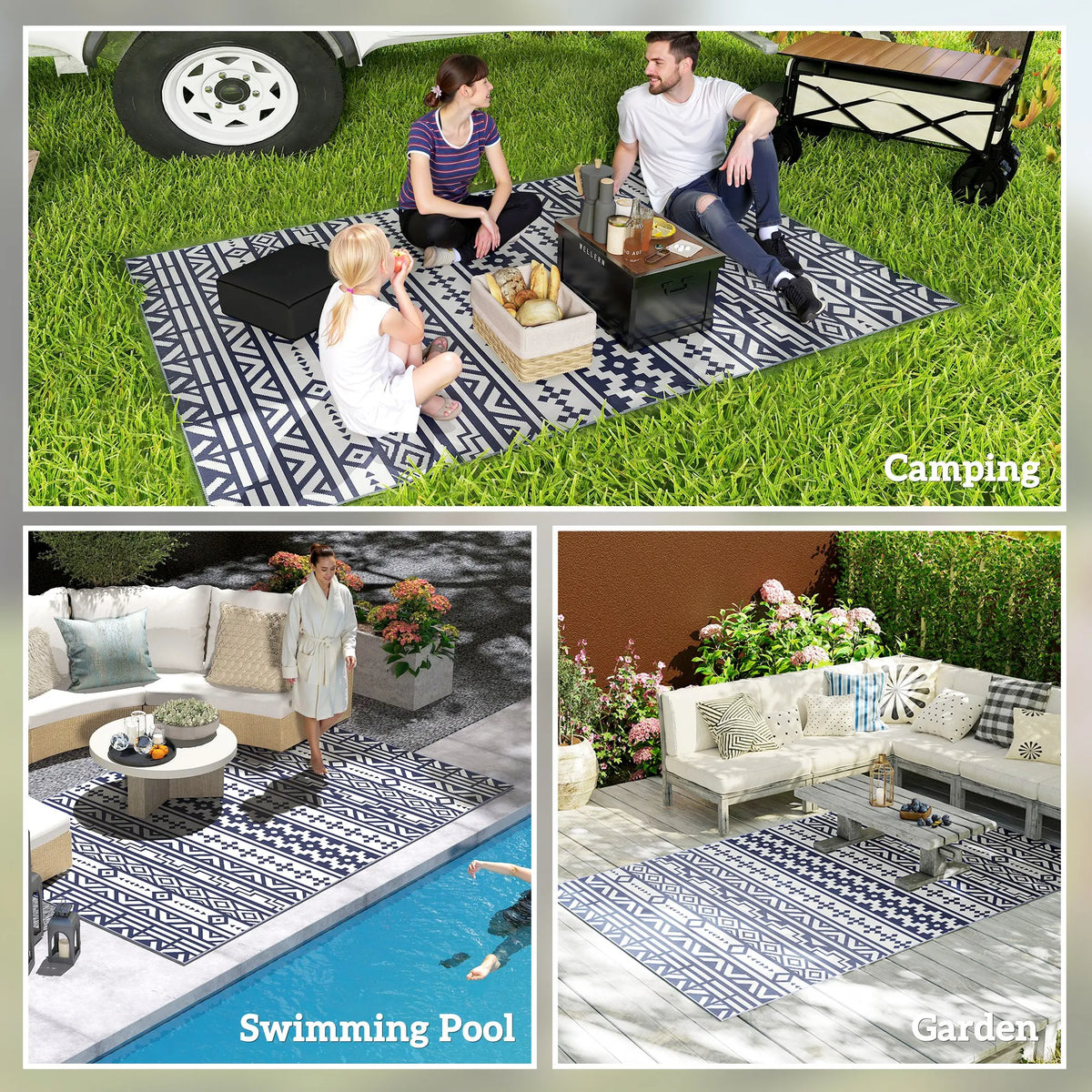 Modern Geometric Polypropylene Indoor Outdoor Area Rug