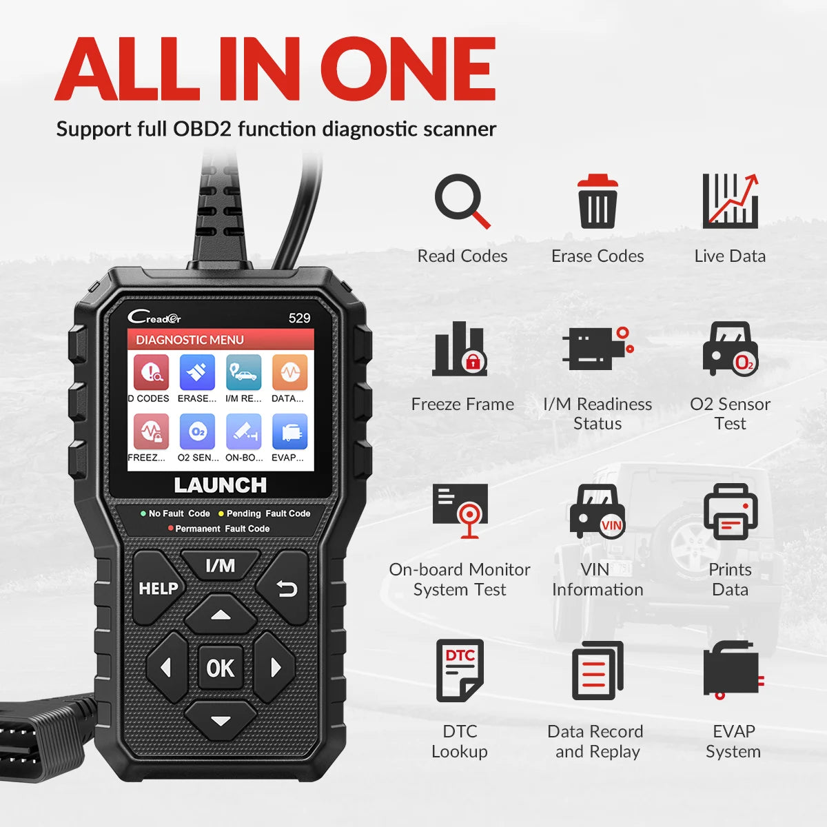 Launch Creader CR529 OBD2 Auto Diagnostic Code Reader