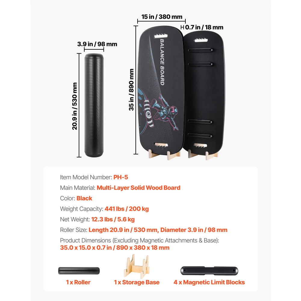 Balance Board Trainer With Roller for Core and Surf Training