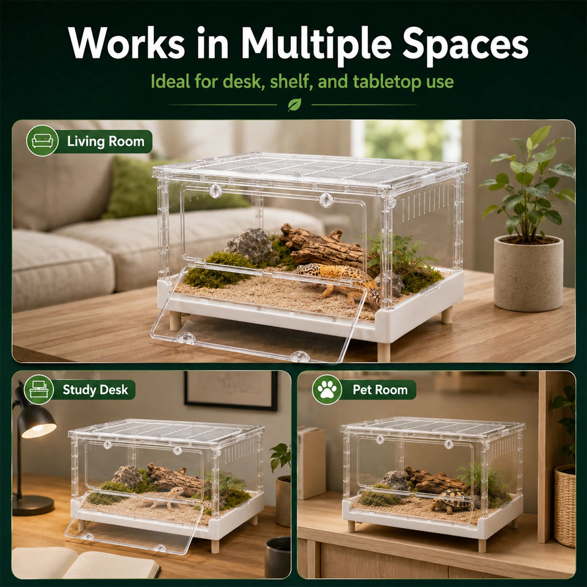 Clear Acrylic Foldable Reptile Terrarium With Front Opening Door