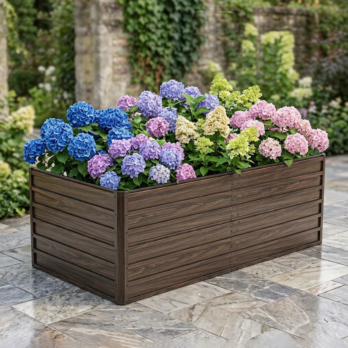 4x3x1ft Metal Raised Garden Bed,Deep Root Outdoor Galvanized Planter Box,Patio Kit Planting Beds for Vegetables Flowers Herb,Black