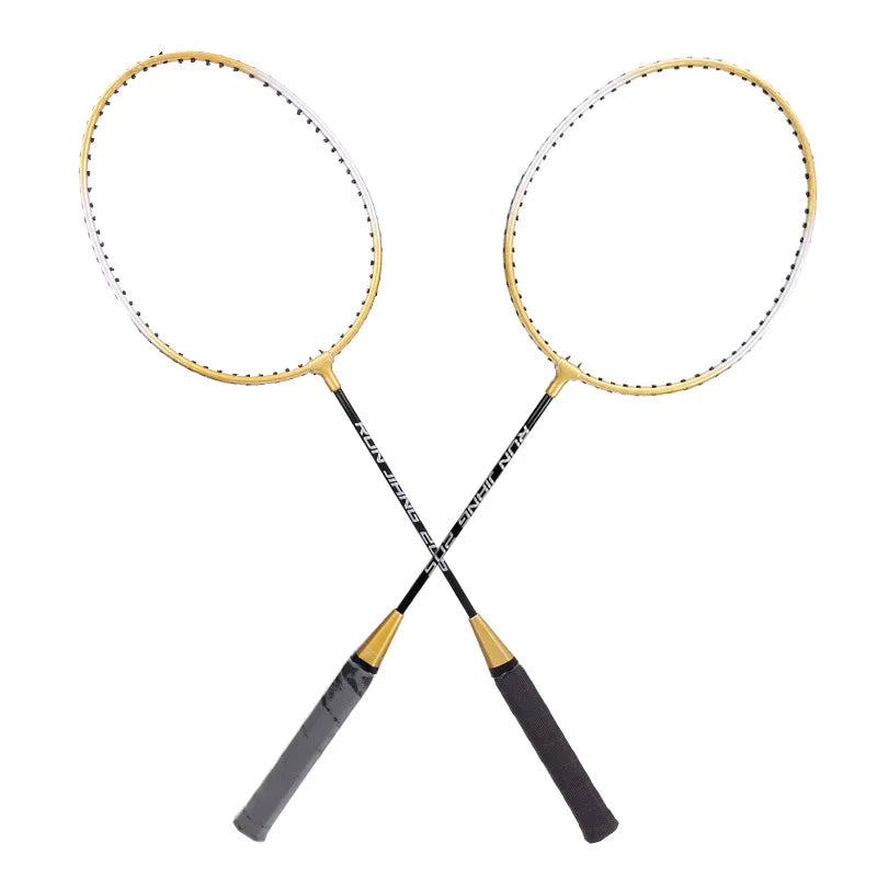 Black Gold Iron Alloy Badminton Rackets Ultra-light Durable Double Badminton Racket Set For Adults With Carrying Bag By Beginner
