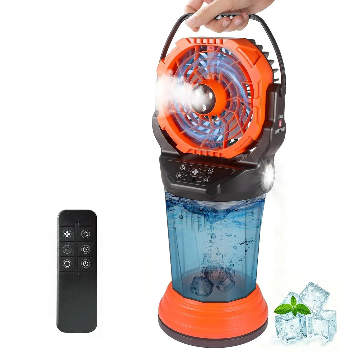TaskStar Portable Rechargeable Misting Fan With Remote Control