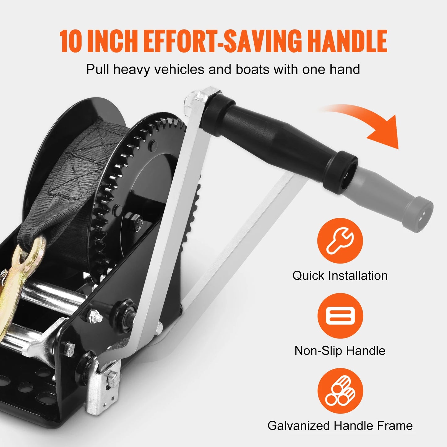 Succebuy Heavy Duty Manual Boat Trailer Winch With Ratchet Strap