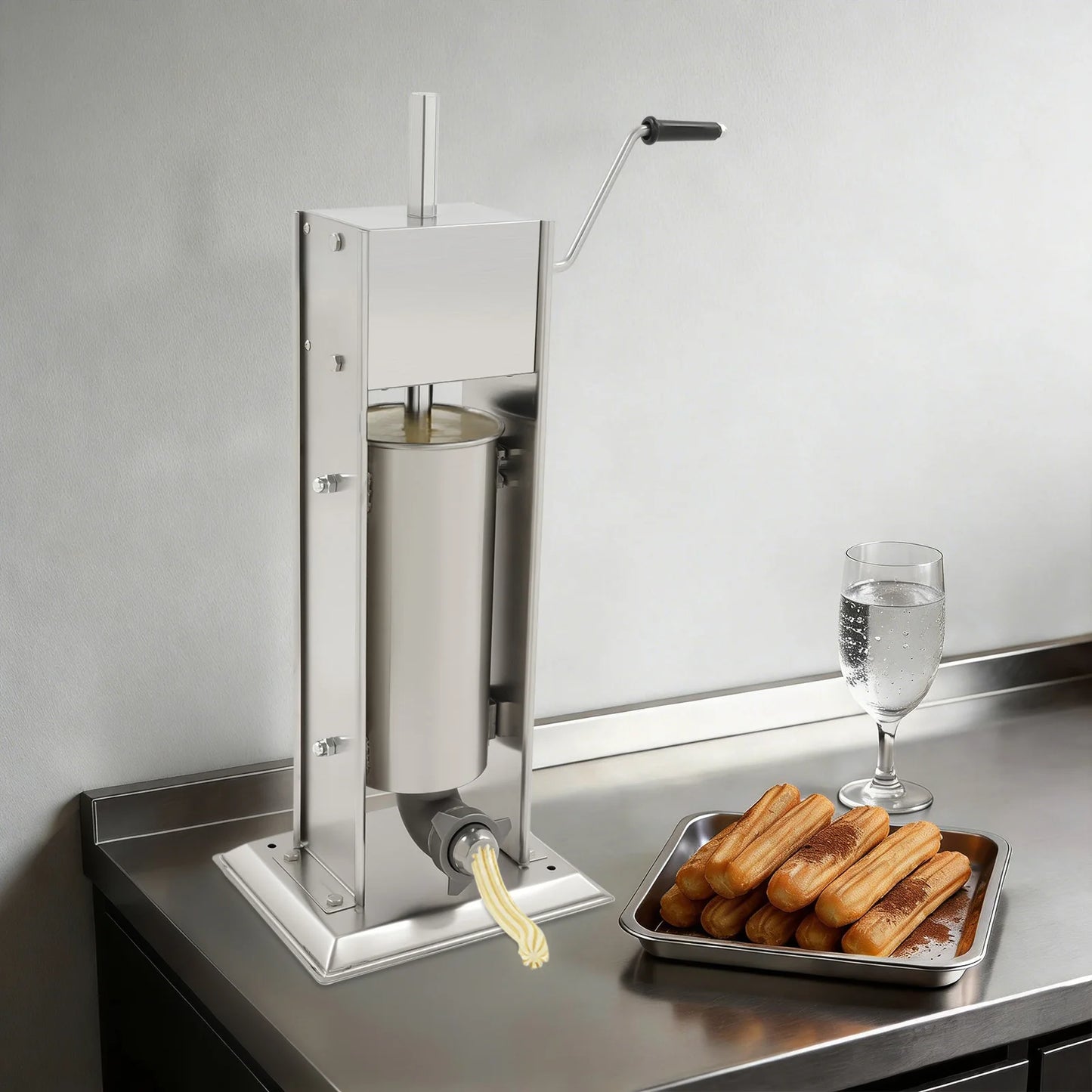Bymaocar Manual Churros Machine Vertical Stainless Steel Churro Maker