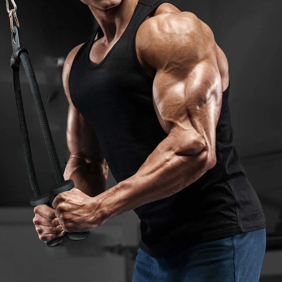 MARSAFIT Ergonomic Tricep Rope Cable Attachment for Gym Training