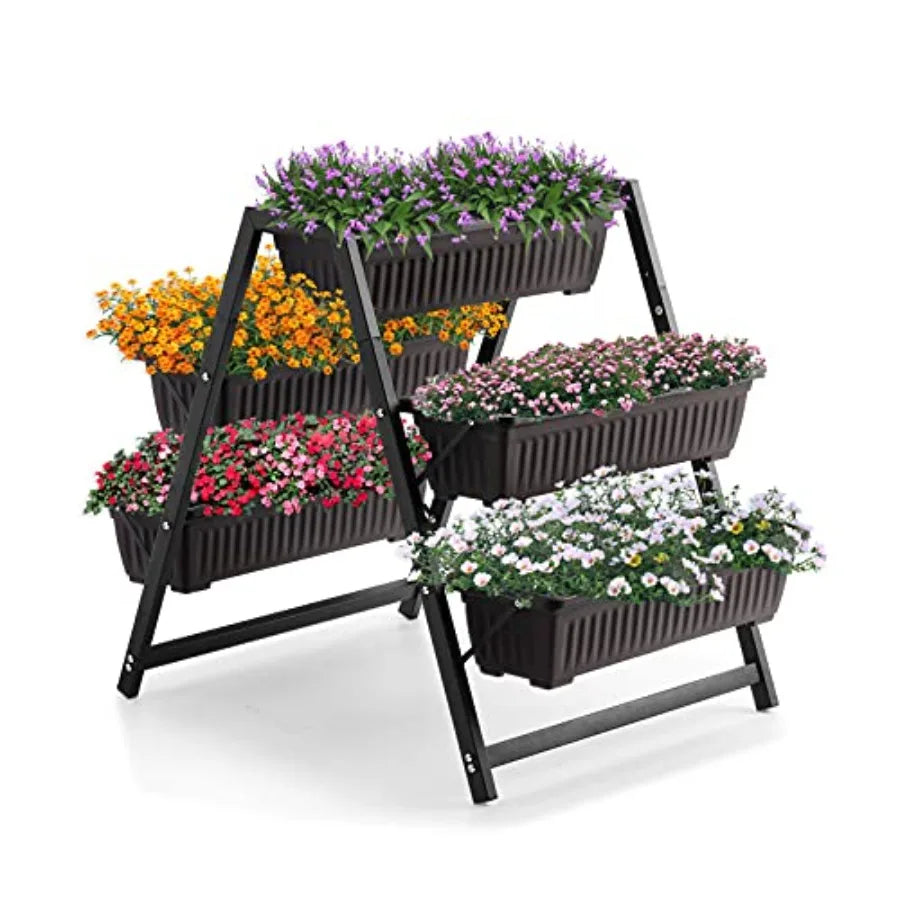 Raised Garden Planter Bed Tiered Planter Stand with 5 Boxes 25" Long*30" Wide*31" Tall Vertical Raised Garden Bed for Herbs Flo
