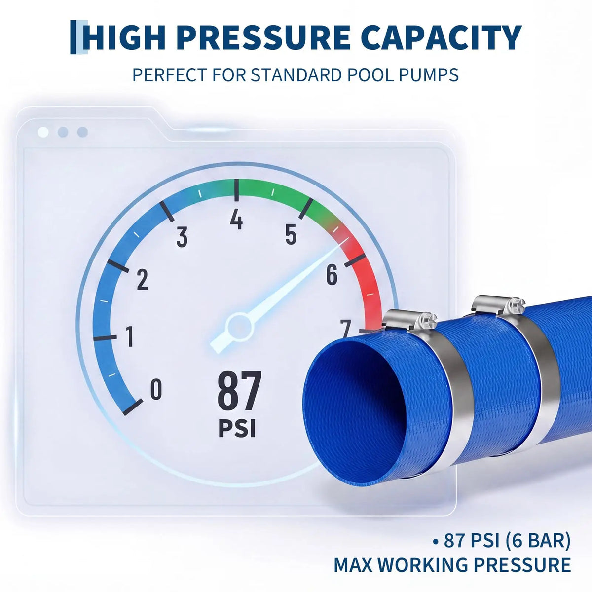 Pool Backwash Hose 1.5/2 Inch 50/100FT, Heavy Duty Reinforced PVC Lay Flat Drain Hose with 2 Clamps For Inground Above Ground Pools