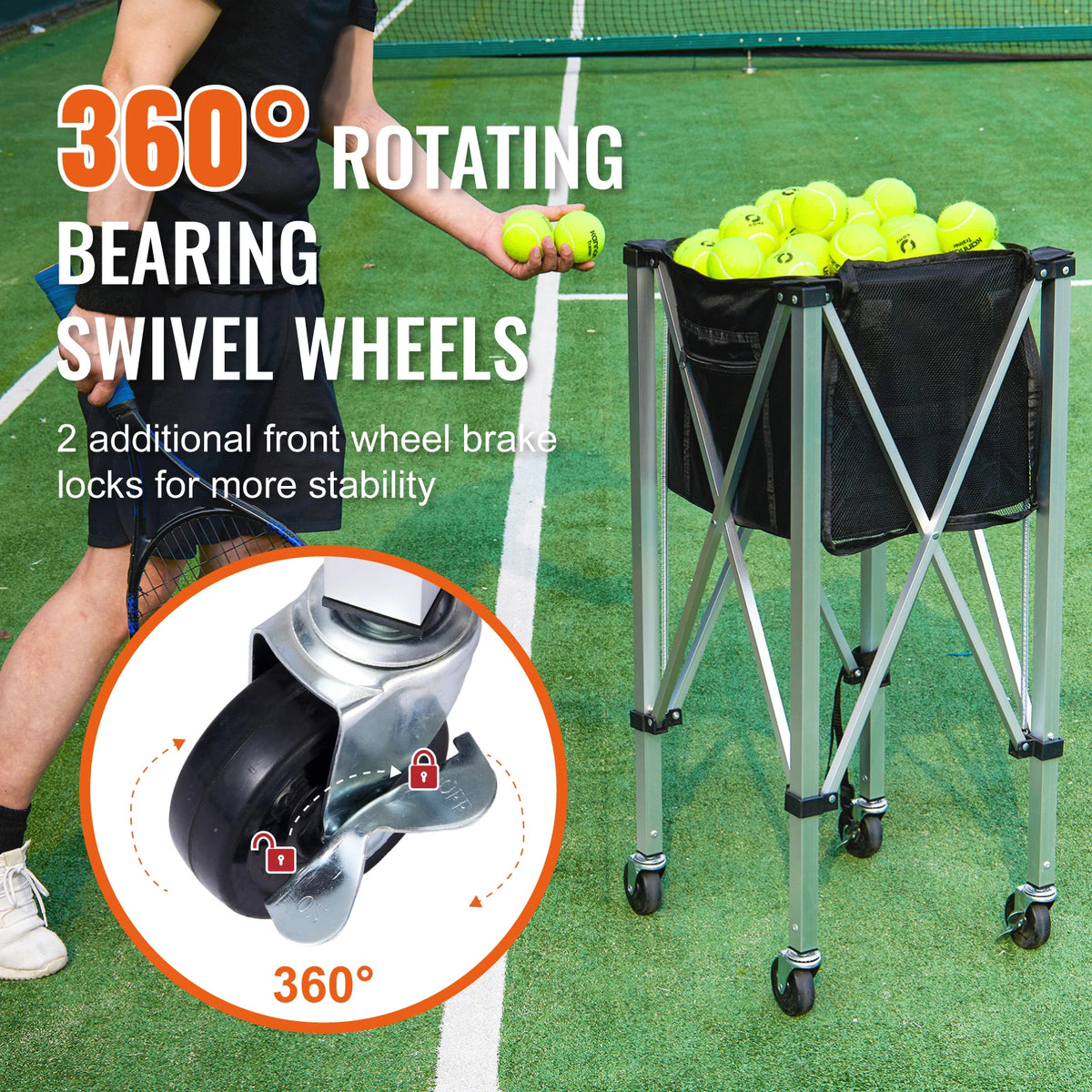 Vevor Foldable Tennis Ball Cart With Wheels For Training
