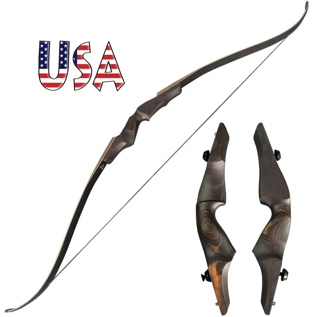 Takedown Recurve Archery Bow With Bamboo Core And Wood Riser