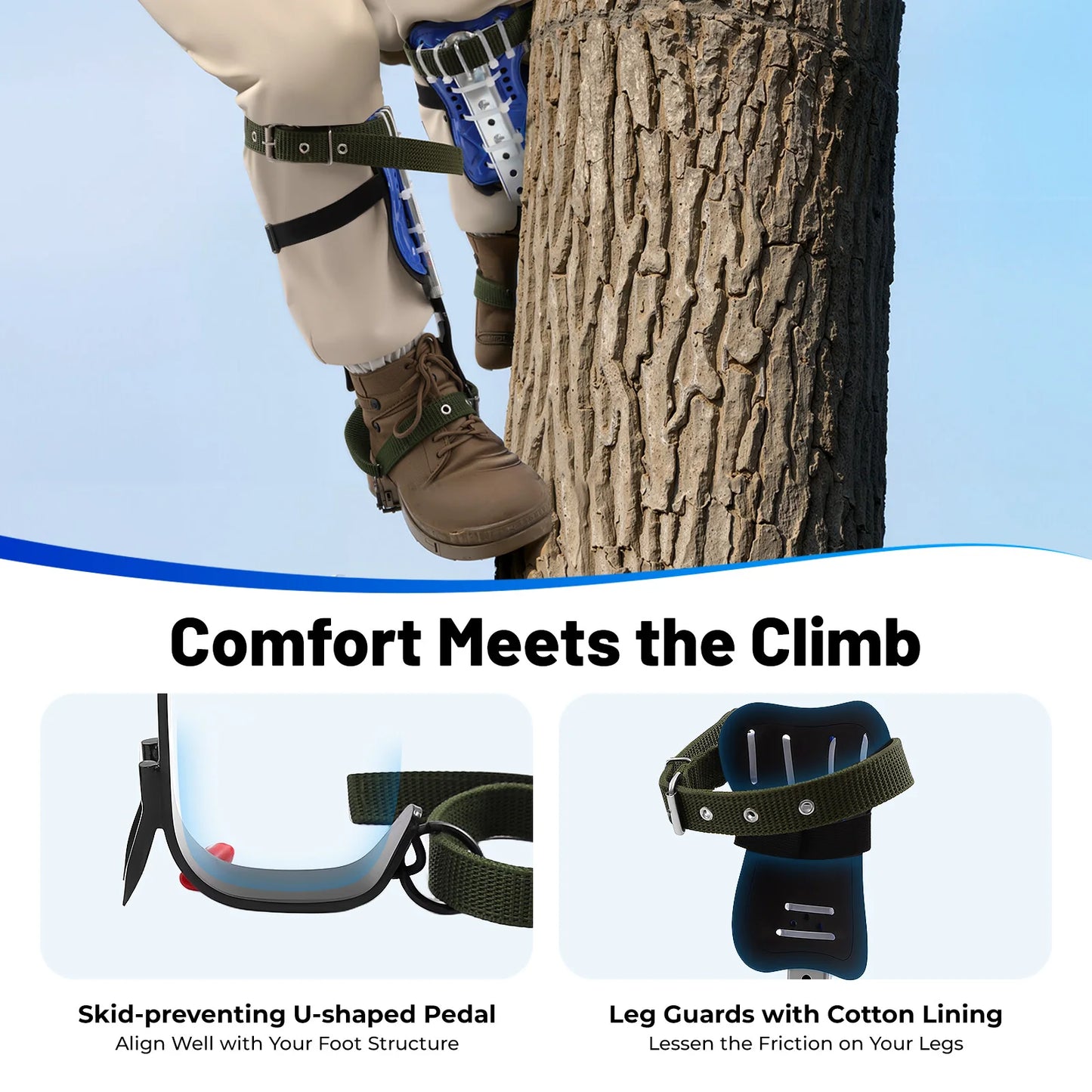 Adjustable Steel Tree Climbing Spikes With Safety Belt And Gloves