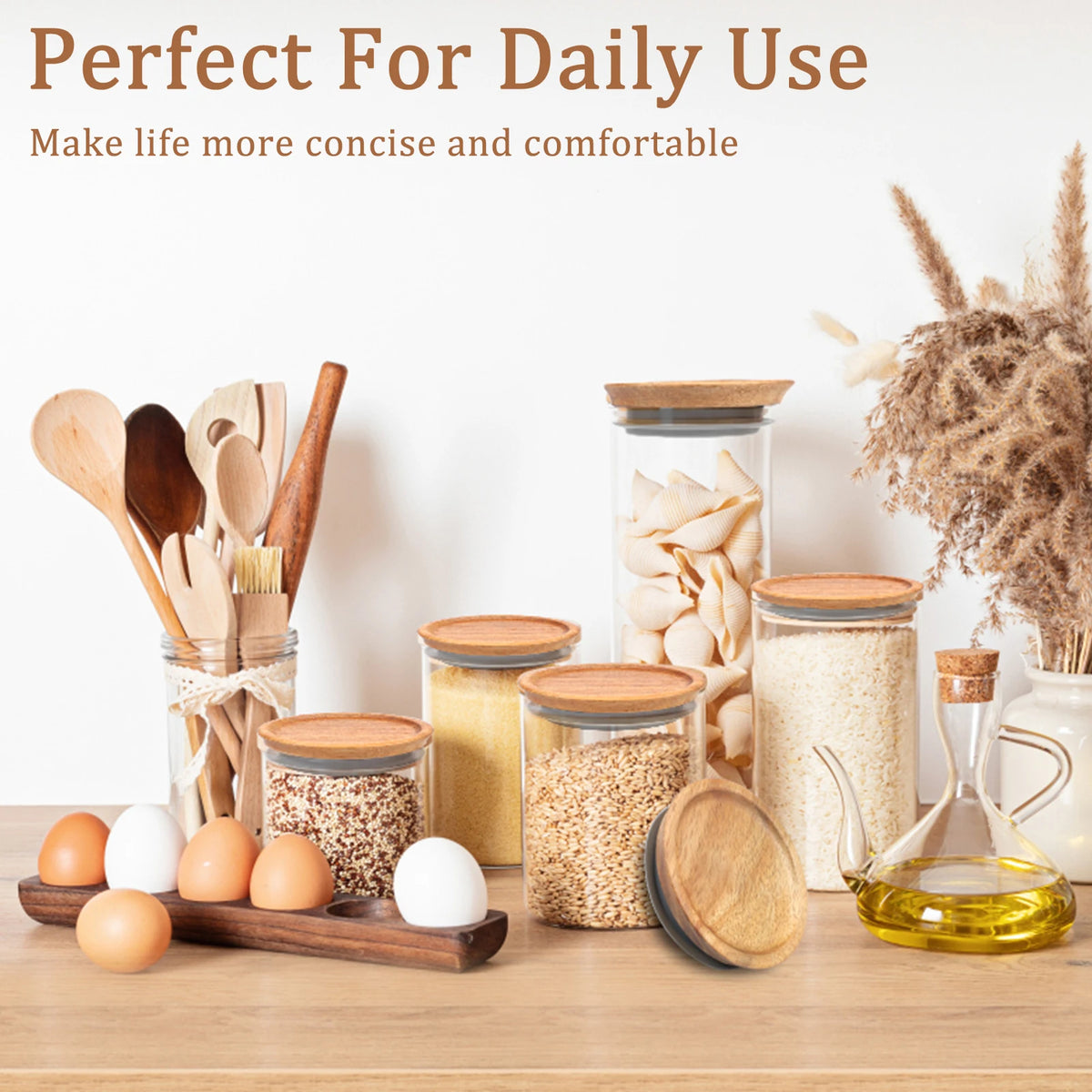 Airtight Acacia Wood Canning Lids With Silicone Jar Seals