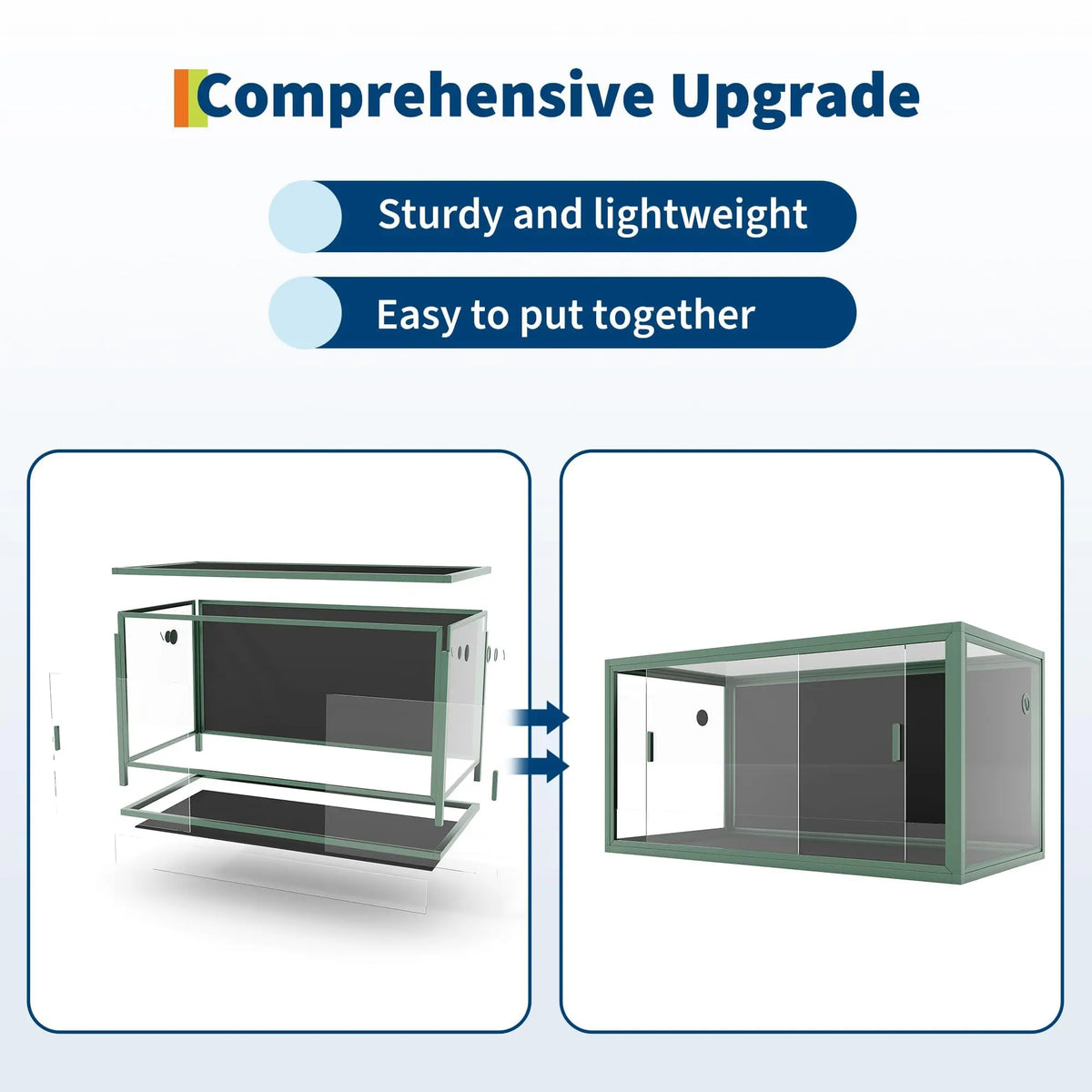 Premium Reptile Enclosure With Sliding Glass Doors And Secure Ventilation