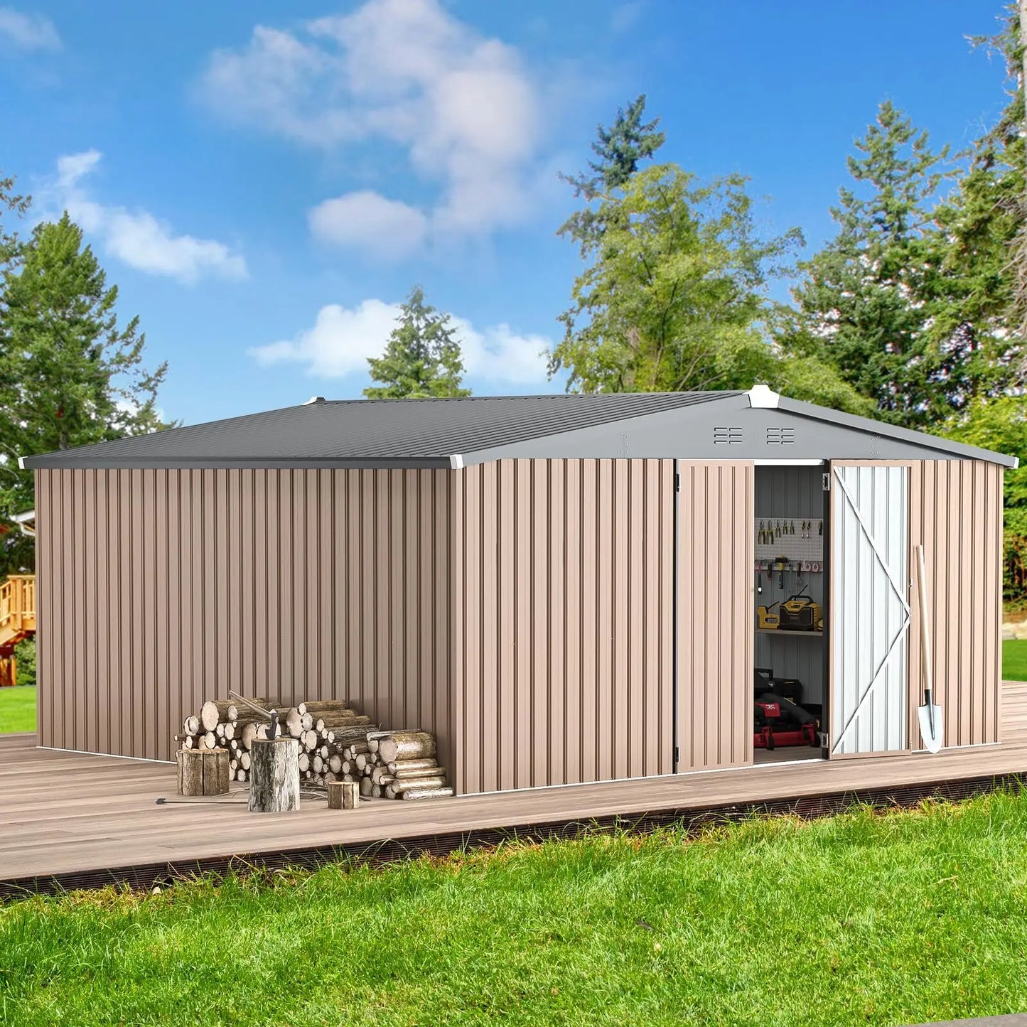 Outdoor Plastic Storage Shed With Lockable Door For Yard Patio