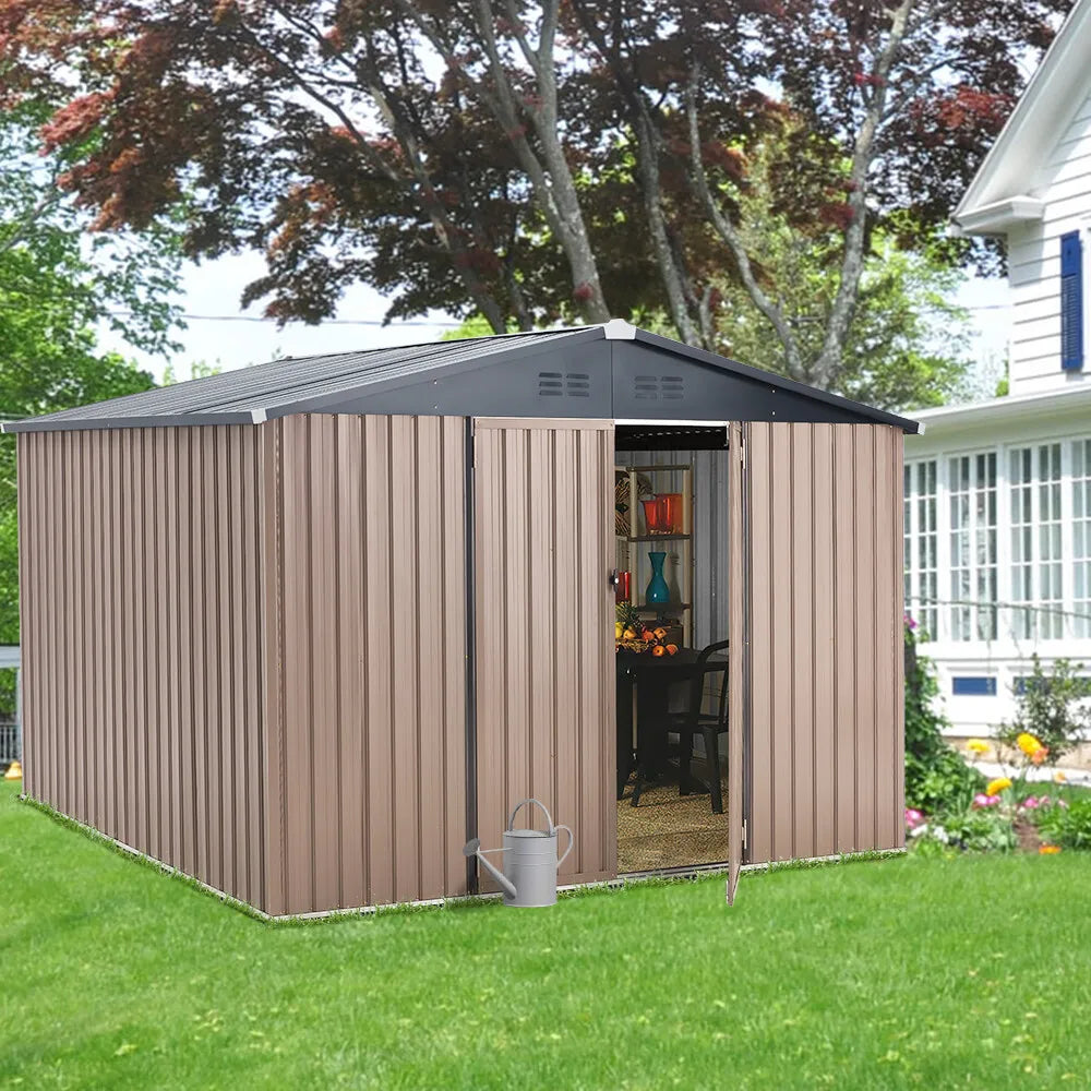 Outdoor Plastic Storage Shed With Lockable Door For Yard Patio
