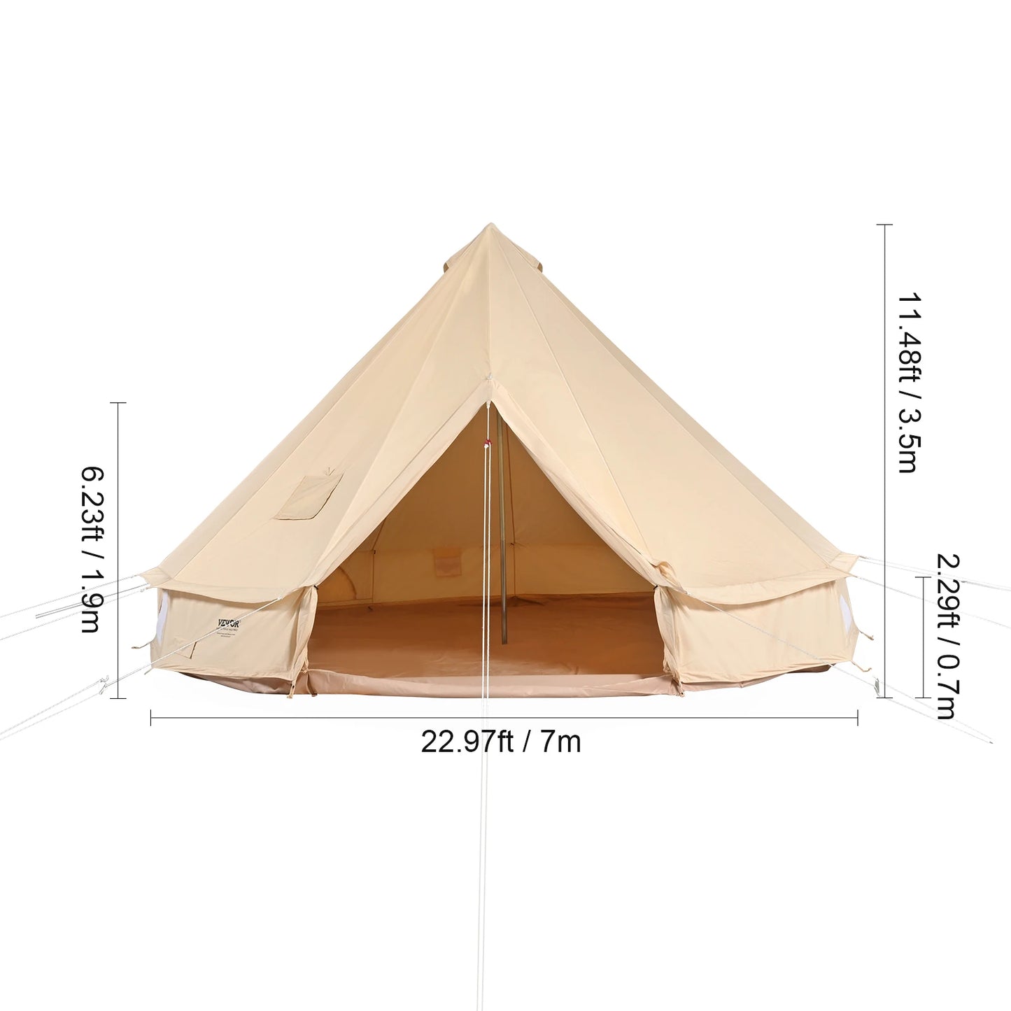 SucceBuy Four Season Canvas Bell Tent For Camping With Stove