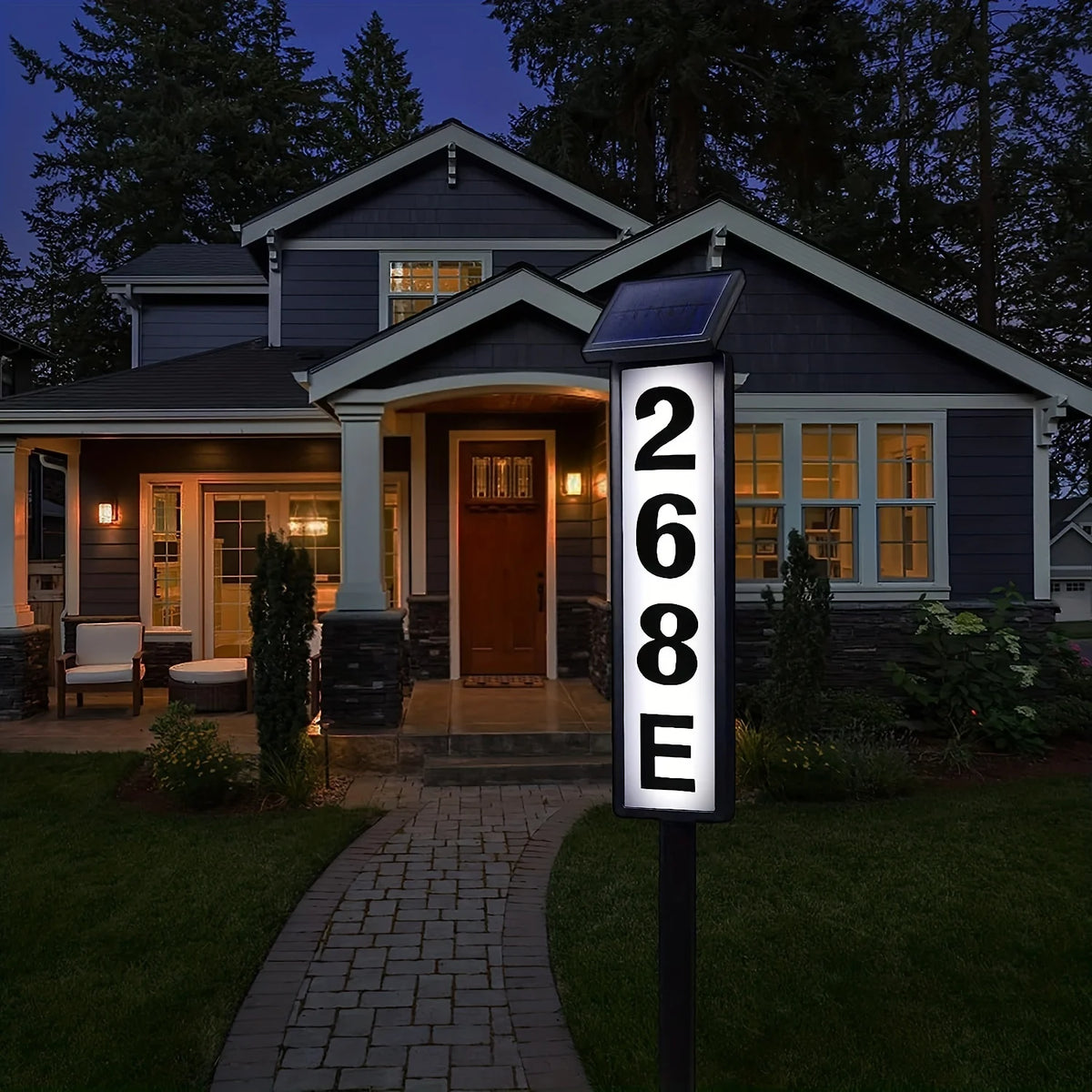 Solar Powered Outdoor Address Sign Ground Insert Lawn Light