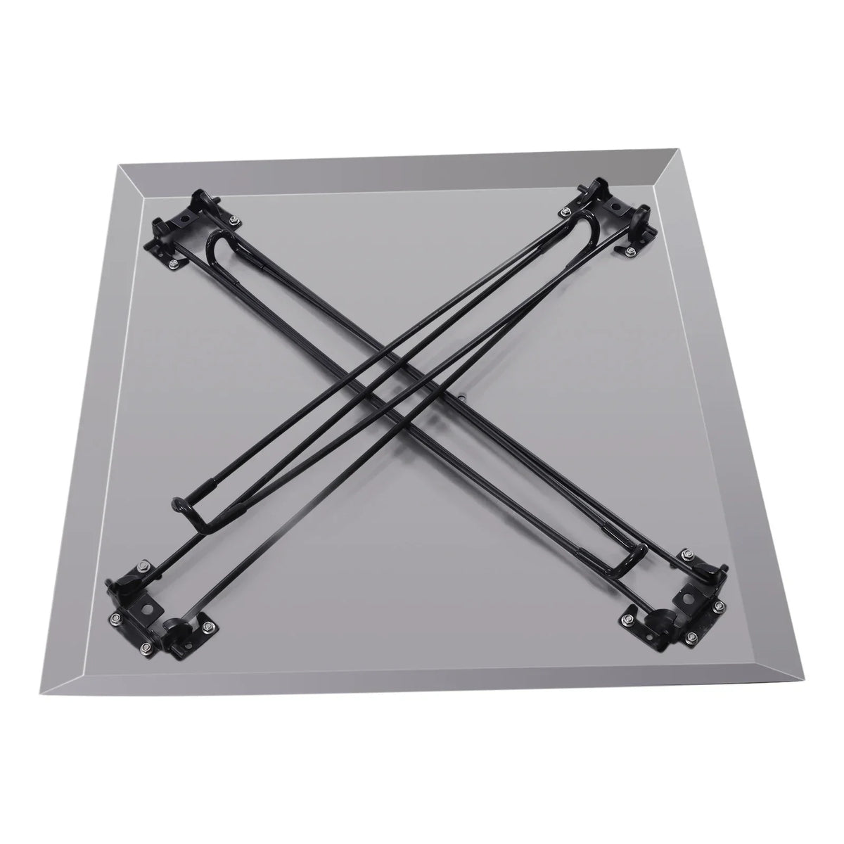 Fire Pit Heat Deflector, 24 x 24 x 24 Inch Stainless Steel Fire Pit Cover, Square Burner Cover to Push Heat Down and Out with Foldable Legs and Carrying Handle for Outdoor Indoor Picnics