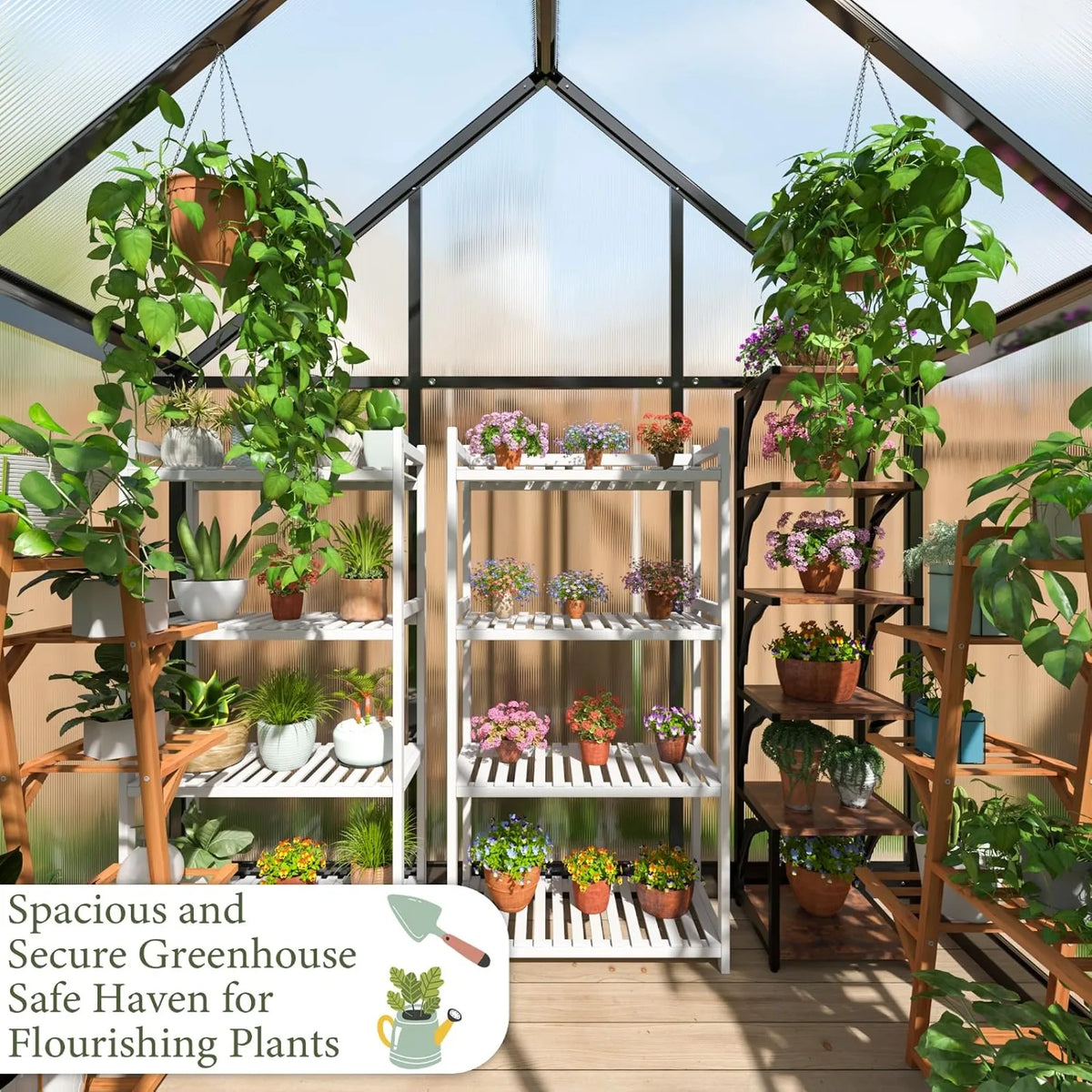 Greenhouse for Outdoors 4x6 FT | Polycarbonate Green House with Roof Vent and Quick Setup Structure, Aluminum Greenhouse for Garden Backyard, Black