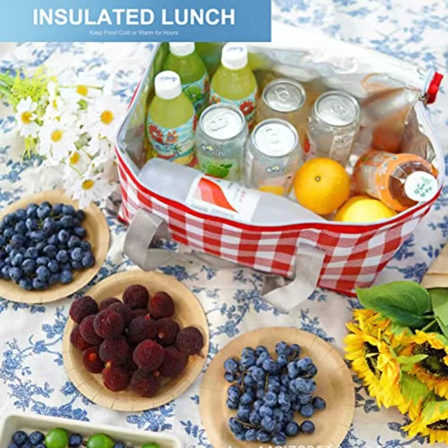 Insulated Picnic Cooler Bag - Zippe Top, Keeps Hot or Cold - Perfect for Picnics, Beach, Food Delivery and Outdoor 13.8x7.9x7.9