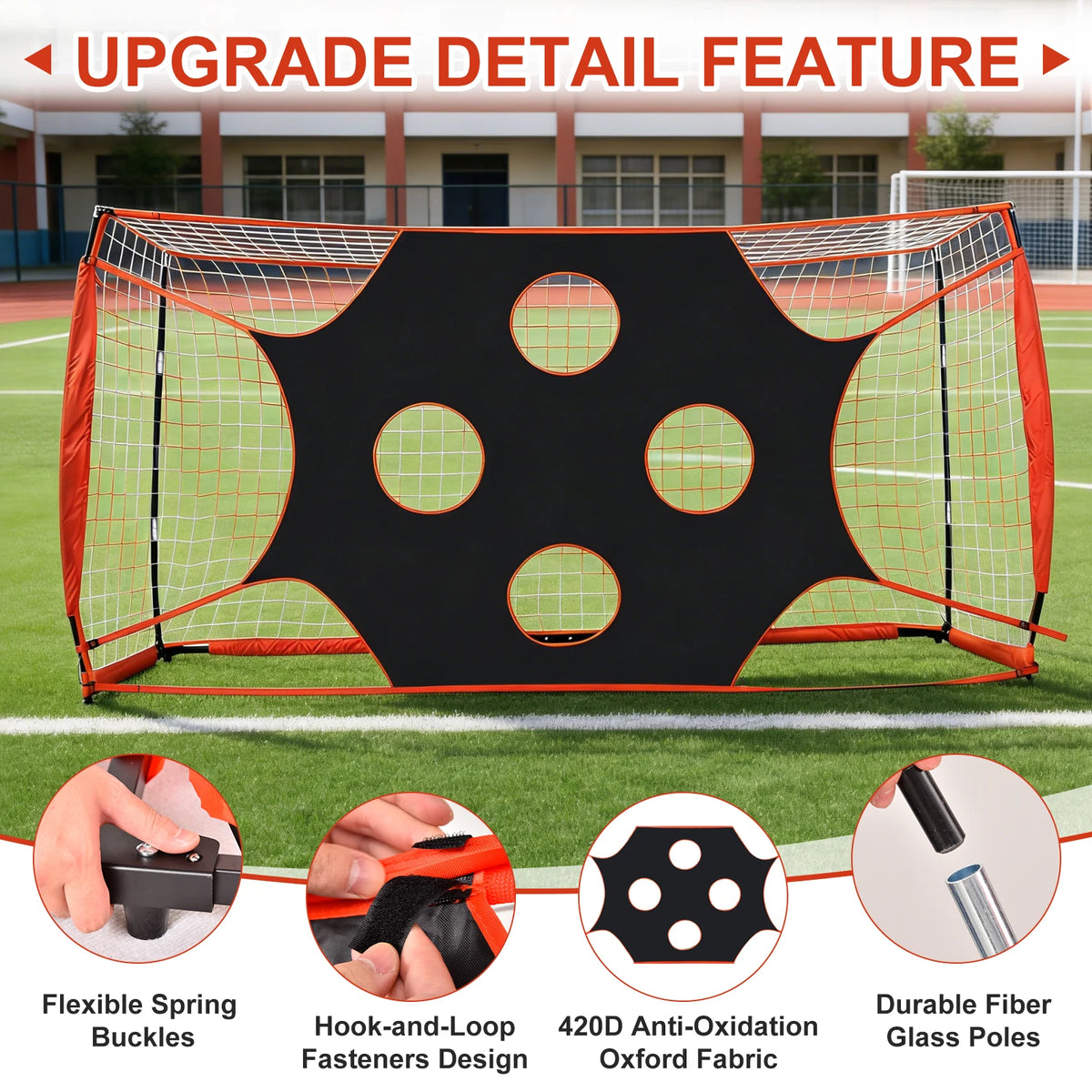 Foldable Soccer Goal Net Featuring 10 Highlighted Scoring Zones