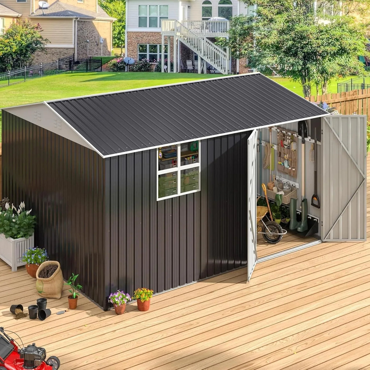 Plastic Outdoor Garden Storage Shed with Window Lock