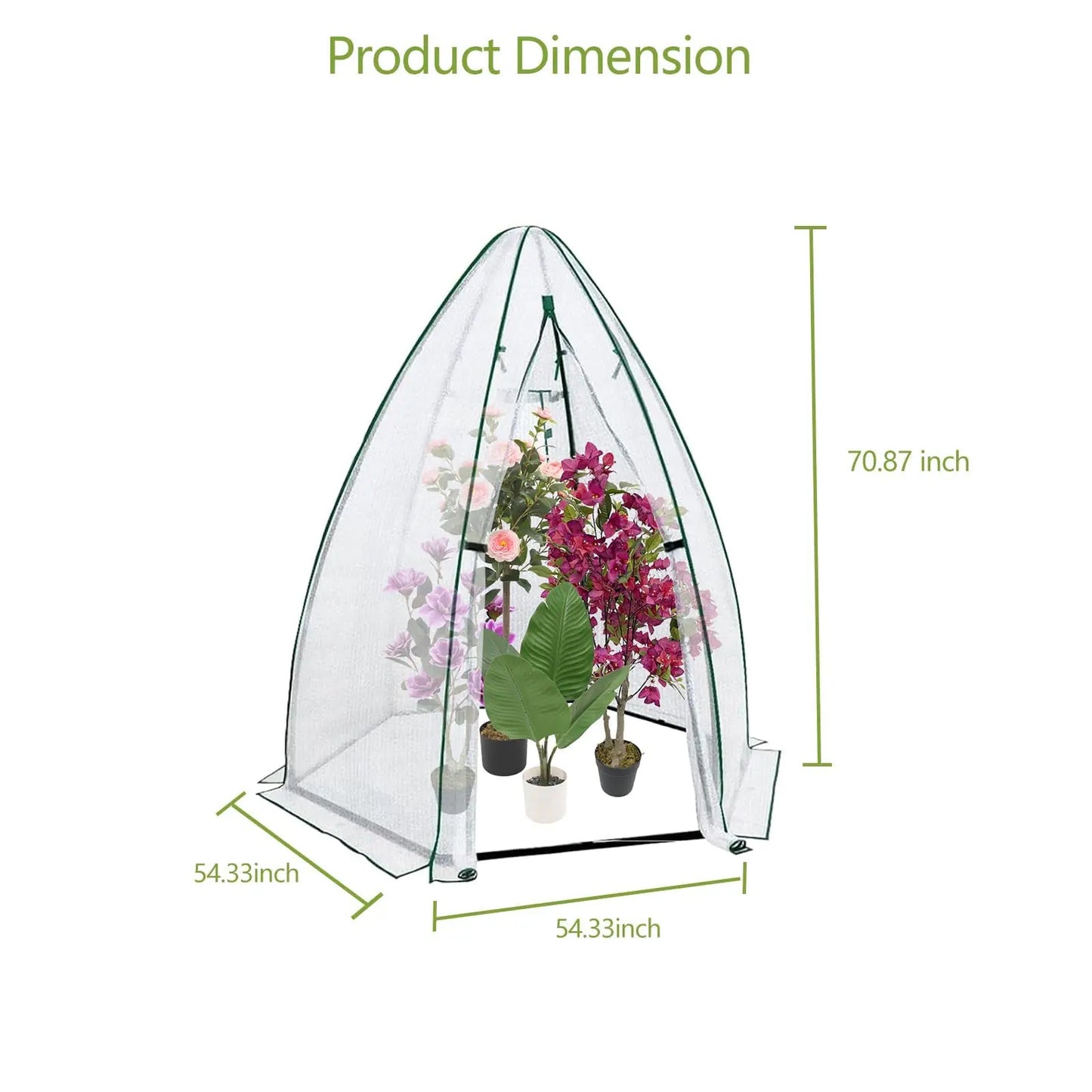 54x54x71 Mini Hexagonal Greenhouse Portable Walk-in Greenhouse With PE Cover Roll-Up Door Mesh Window For Garden Patio