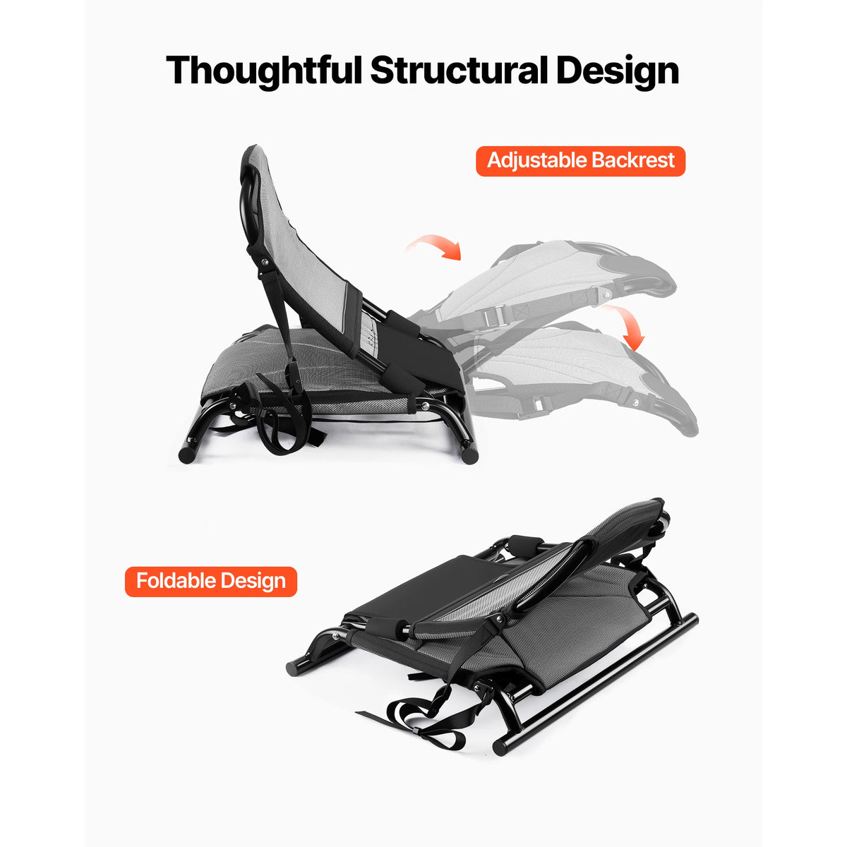 SucceBuy Aluminum Kayak Seat With Adjustable Back Support
