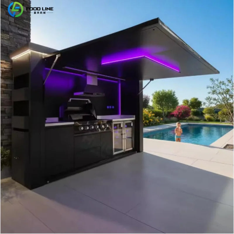 Outdoor Patio Kitchen BBQ Combo Weatherproof Storage Cabinet Stainless Steel Modular All in One Garden Backyard Customized