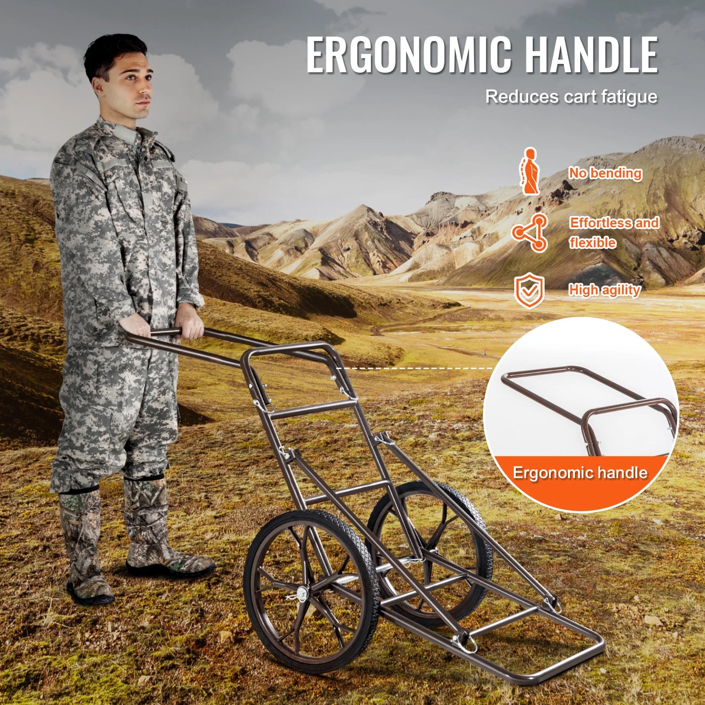 Heavy Duty Folding Deer Cart With 500 Lbs Hunting Hauler
