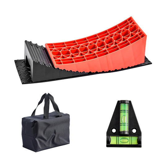 SucceBuy Camper Levelers 2 Pcs RV Leveling Blocks Camper Wheel Chock RV Camper Leveler Kit with Anti-Slip Mat Carrying Bag Level