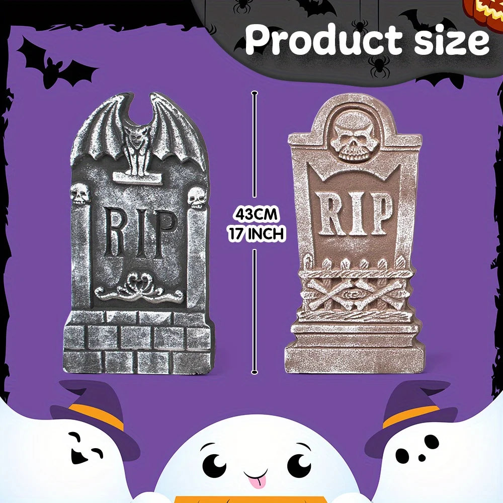 Joyfy Halloween Graveyard Tombstones Outdoor Decorations With Metal Stakes