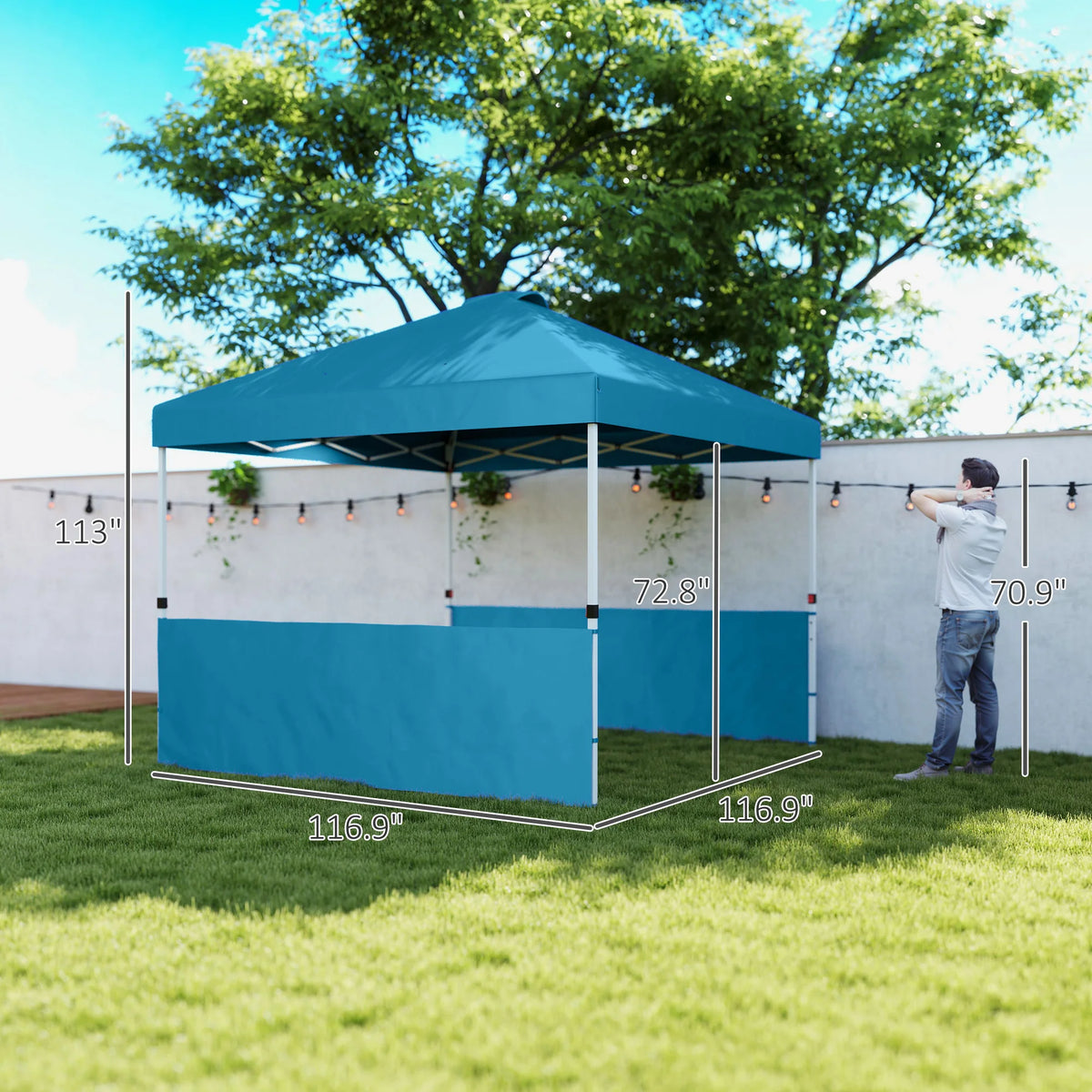 Outsunny Pop Up Canopy Tent With Two Heavy Duty Half Sidewalls