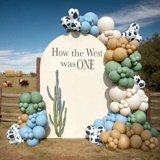 Cow Print Balloon Arch Kit for Western Farm Birthday Decor