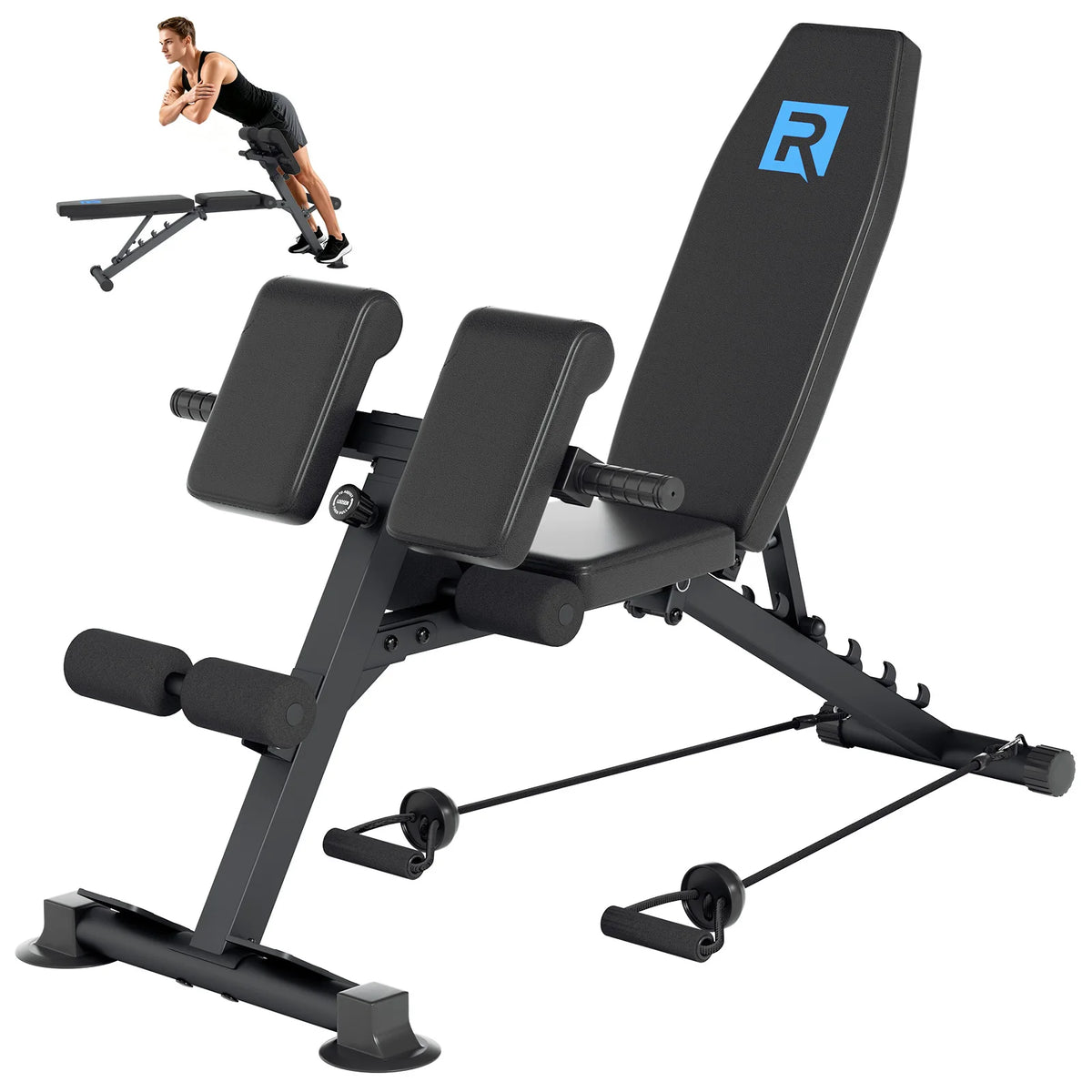 Adjustable Weight Bench With Resistance Bands For Full Body Training