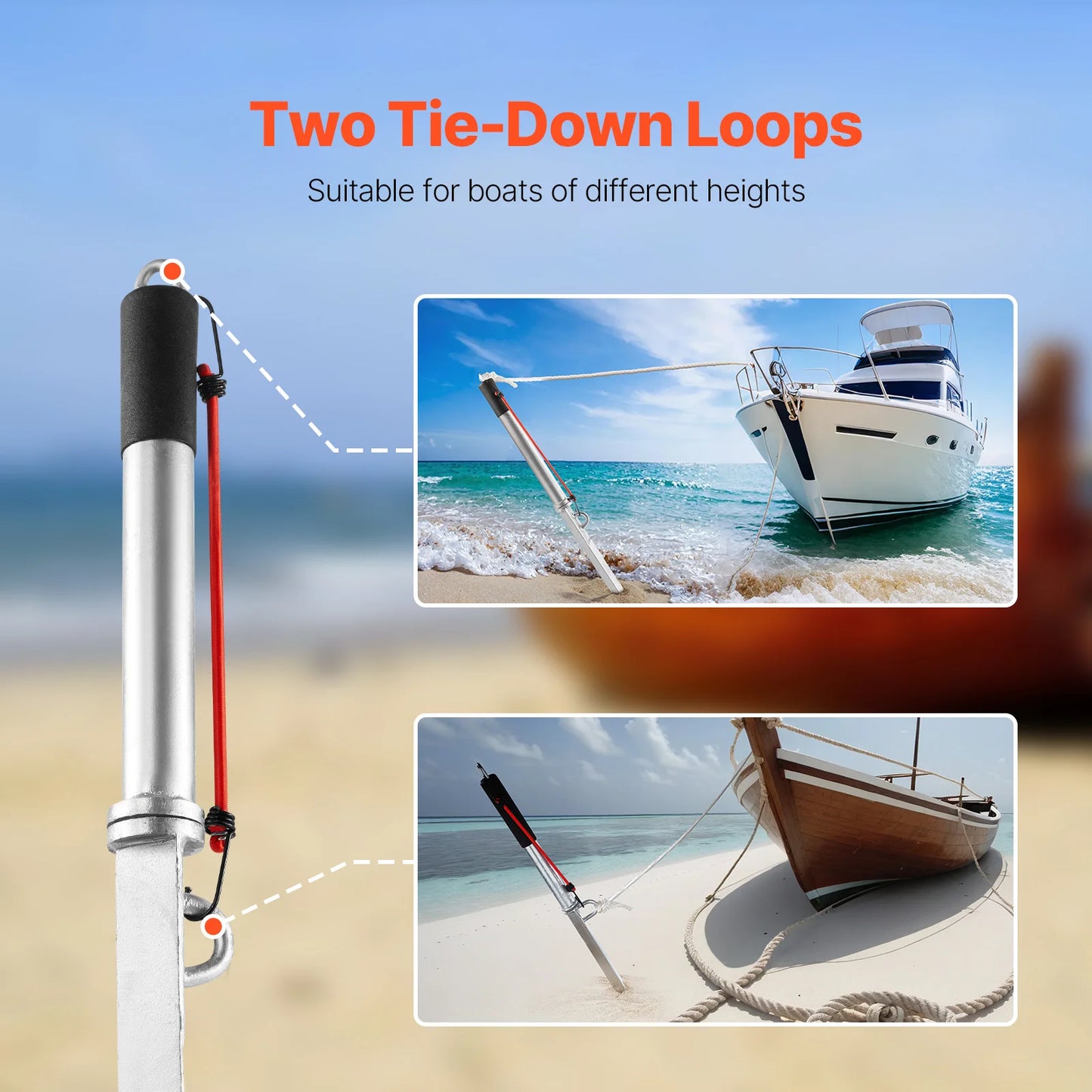 SucceBuy Sand Spike Boat Anchor 36 inch Slide Anchor Shore Spike for Securing Jet Ski PWC Pontoon Kayak on Beaches & Sandbars