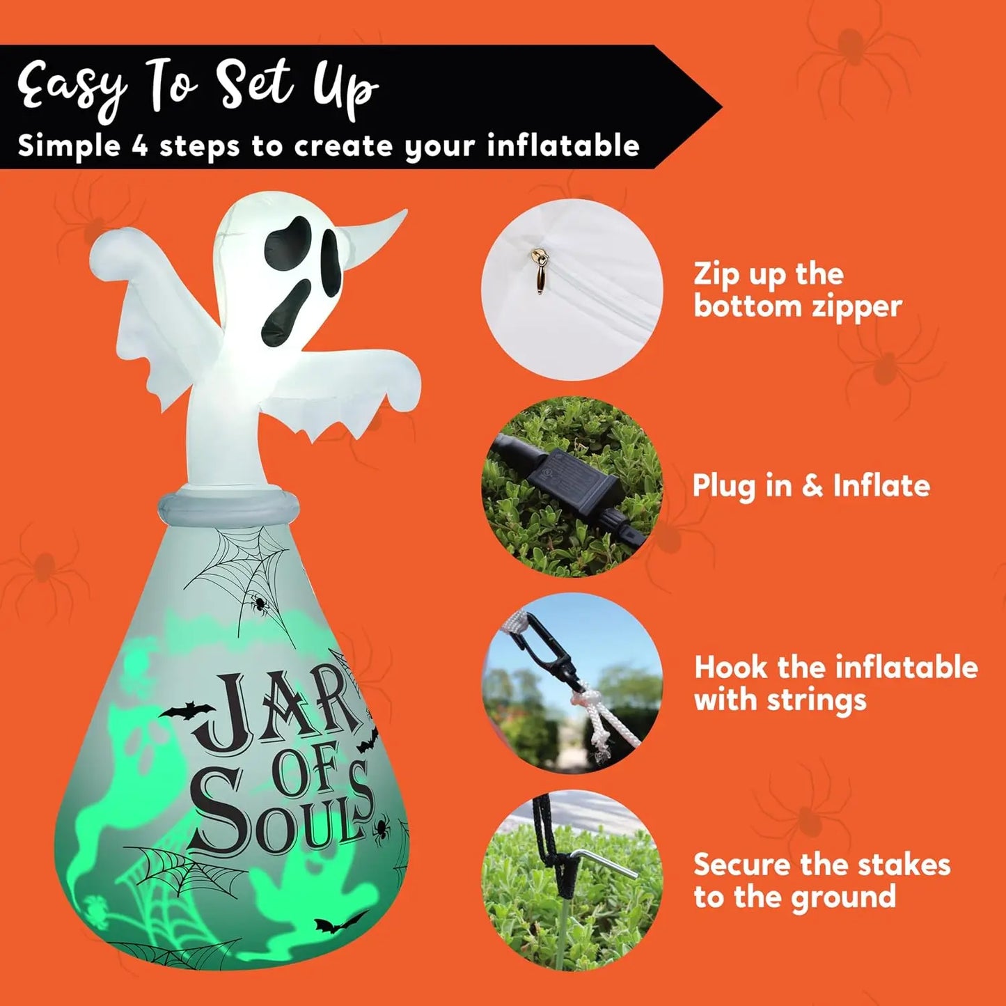 Joyfy Ghost Inflatable Outdoor Halloween Yard Decoration