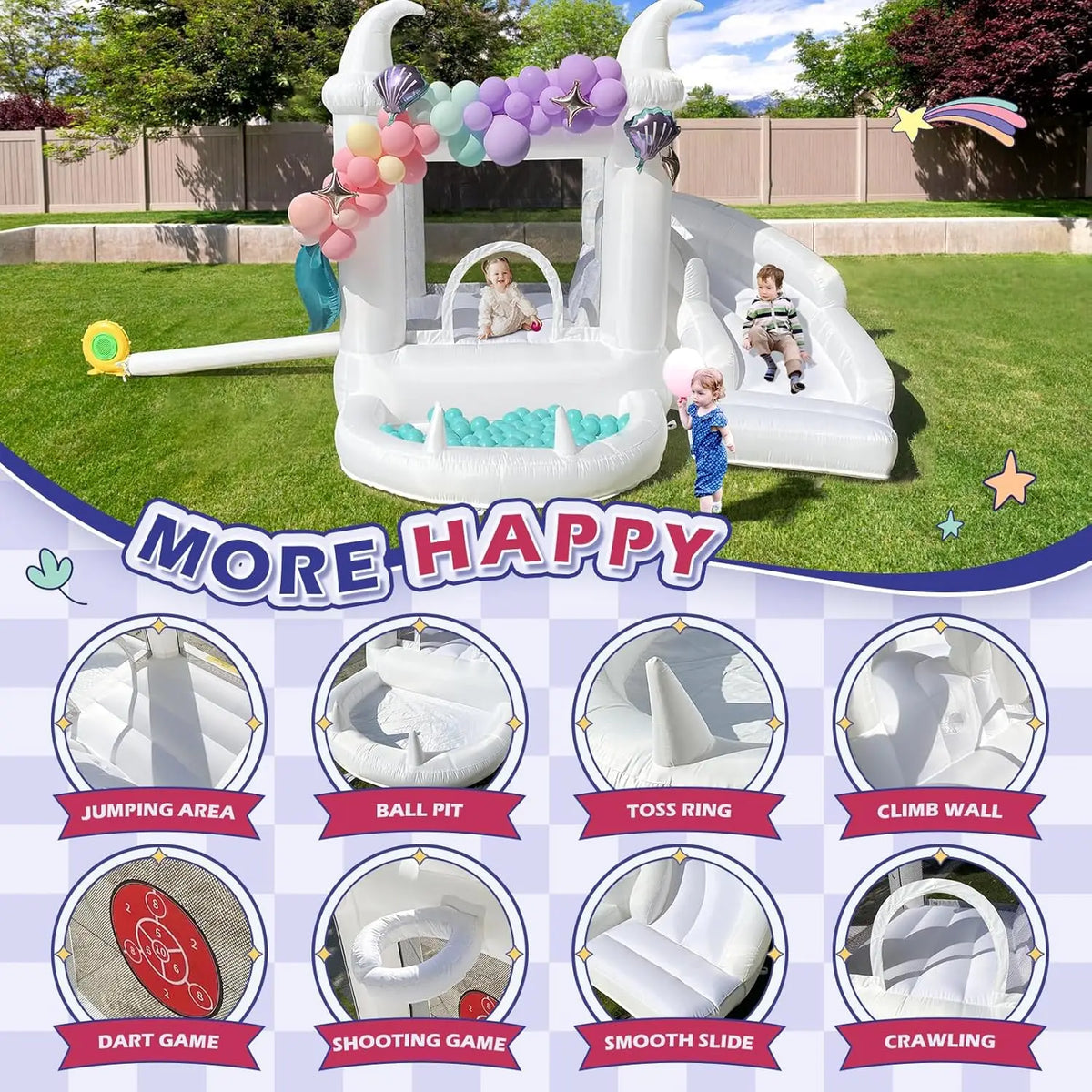 Vancen Inflatable Bounce House With Blower For Kids
