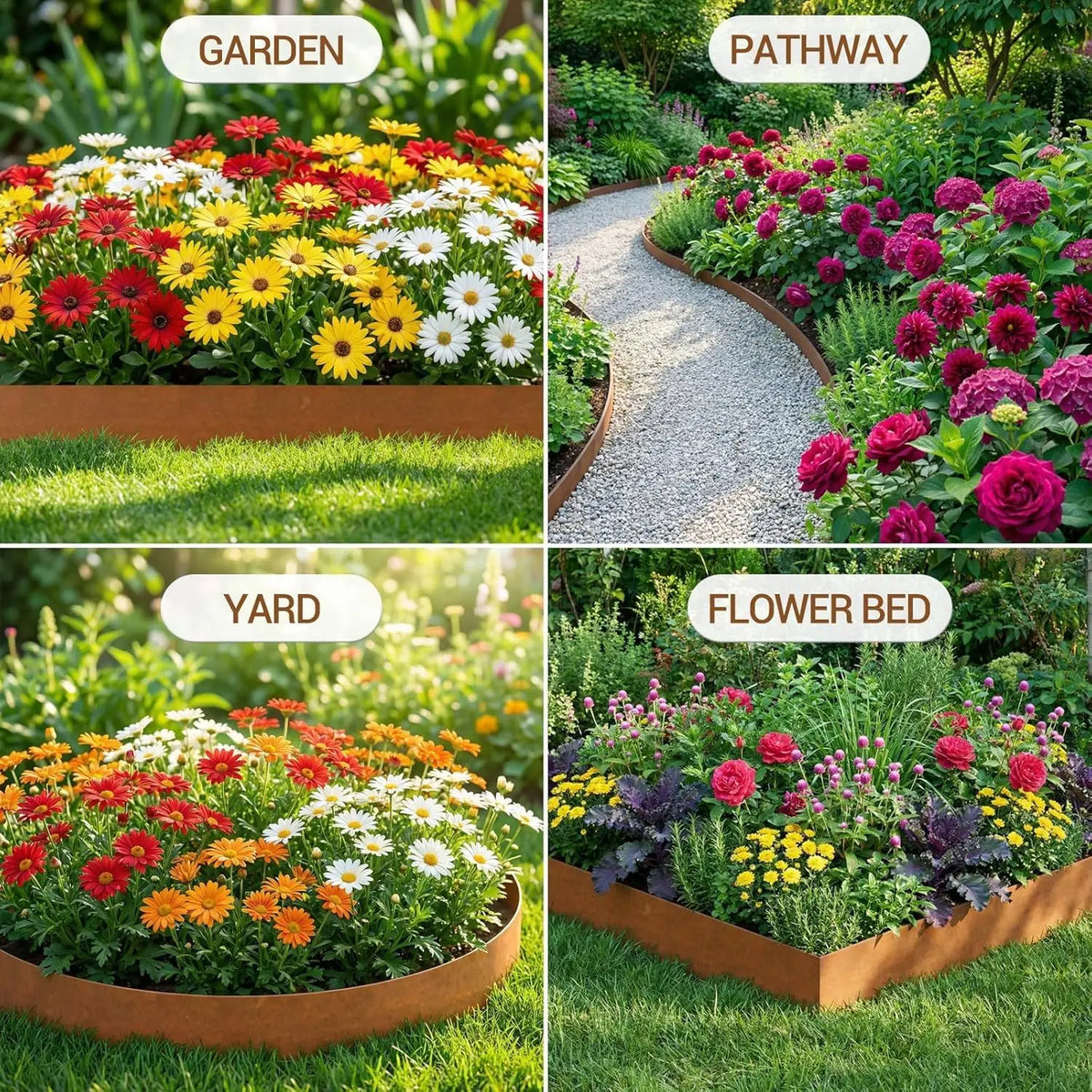 40" x 6" Galvanized Steel Landscape Edging, Heavy Duty Metal Garden Edging with Stakes, Bendable Hammer-in Lawn Edging Border for Flower Beds,Yards, Pathways, Landscaping – Weatherproof & Rust Resistant