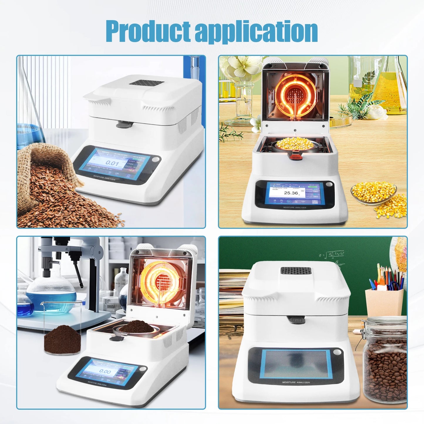 Moisture Analyzer, 0.001g Accuracy Grain Moisture Meter, 120g Capacity Lab Moisture Analyzer Meter with RS232 Interface for Rapid Moisture Test