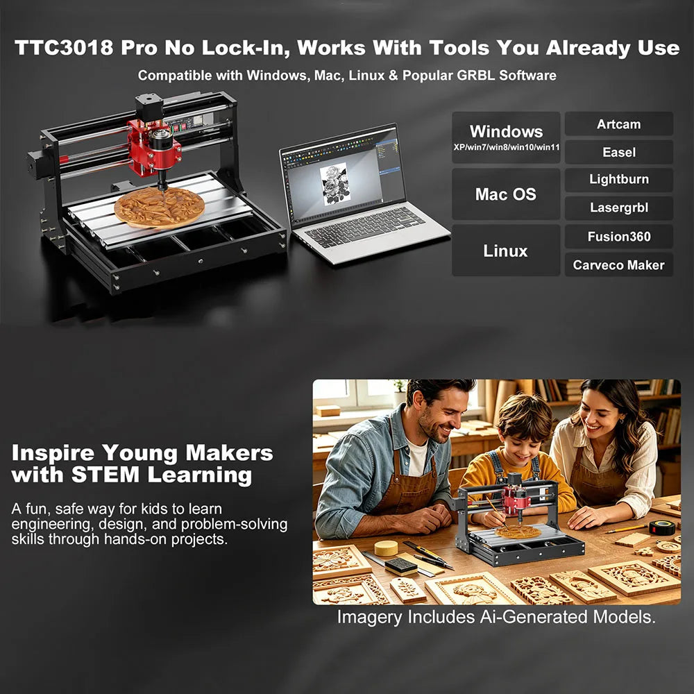 TwoTrees TTC3018 Pro 3 Axis CNC Router Engraver Machine
