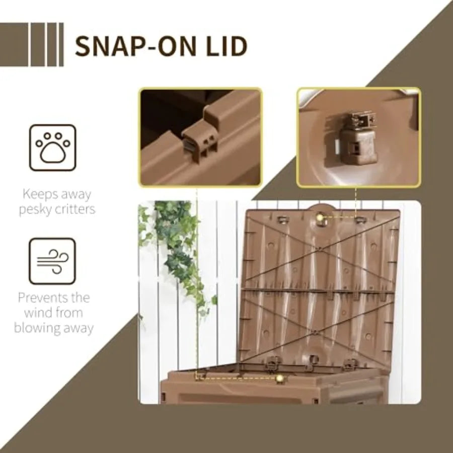 Outdoor Plastic Compost Bin With Dual Vented Sliding Doors