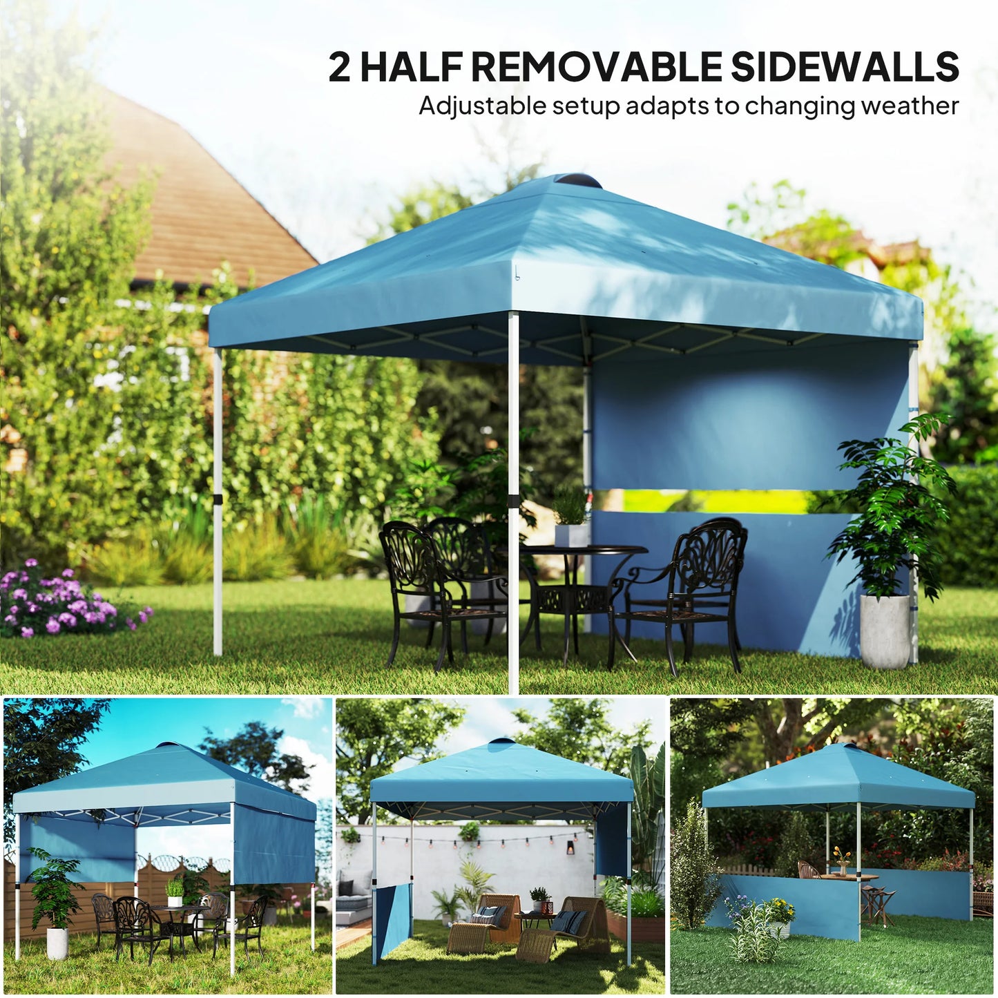 Outsunny Pop Up Canopy Tent With Two Heavy Duty Half Sidewalls