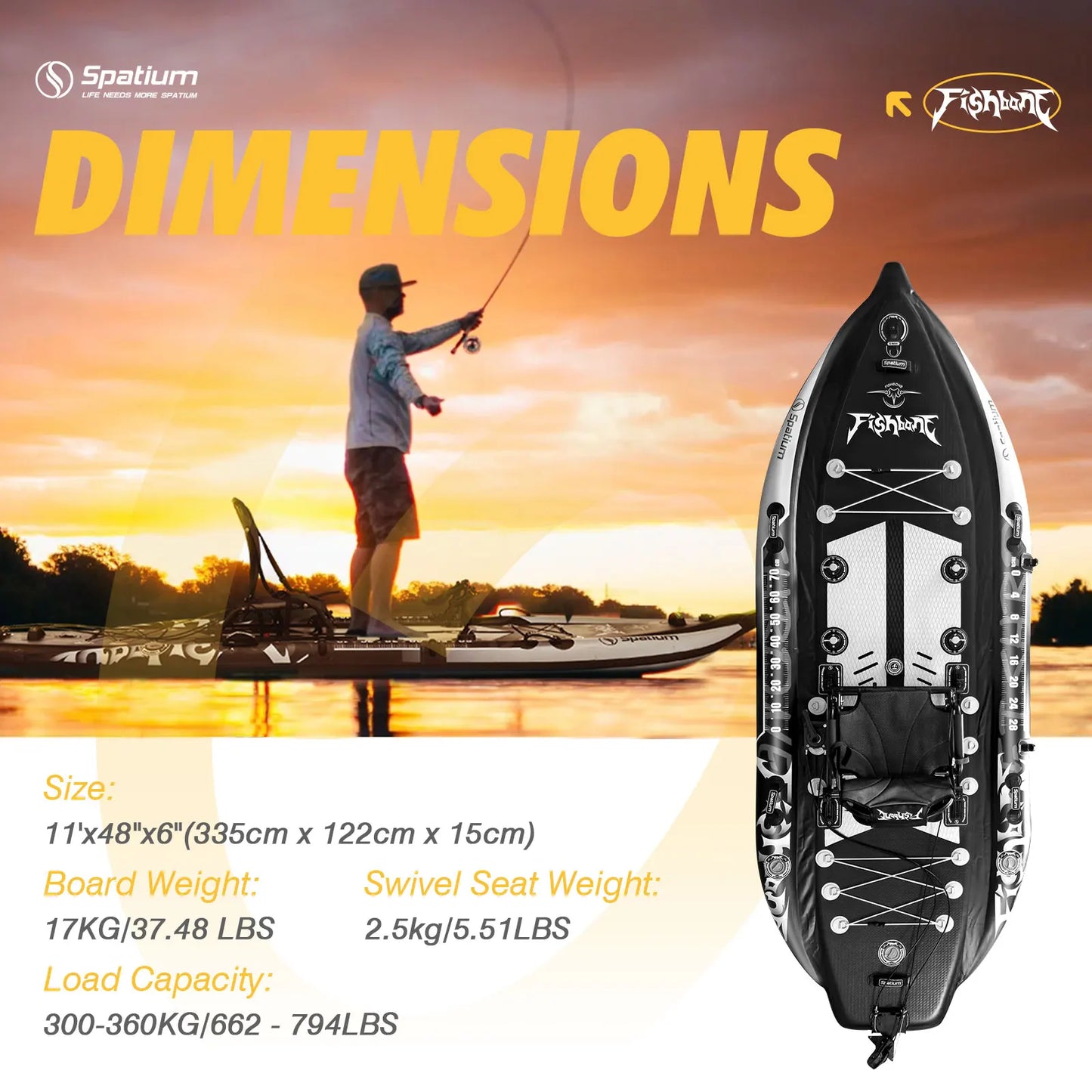 Spatium Inflatable Fishing Paddle Board Triple Chamber With Motor