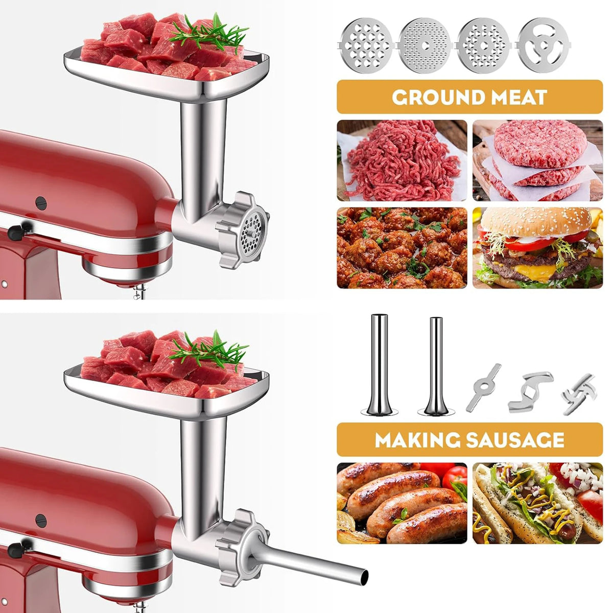 KitchenAid Stainless Steel Meat Grinder And Cheese Grater Set