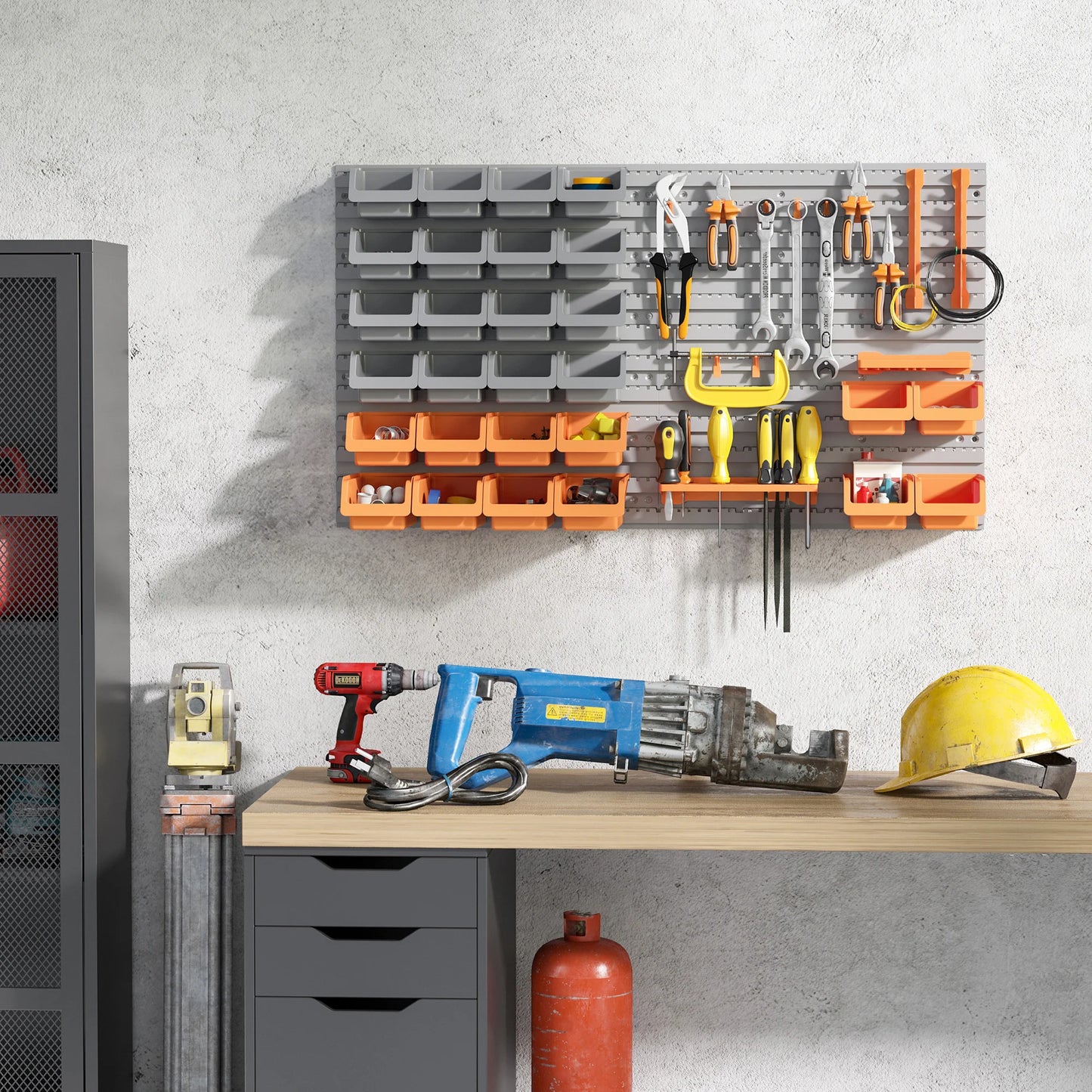 Wall Mounted Pegboard Tool Storage Organizer Rack Kit