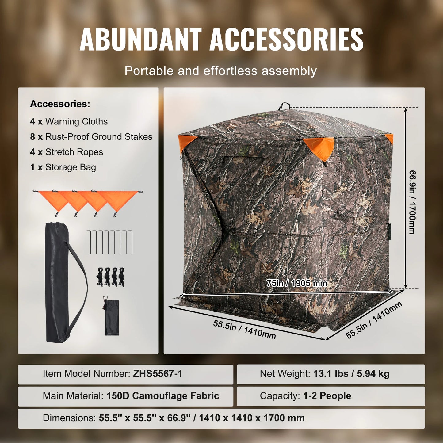 SucceBuy See Through Mesh Ground Hunting Blind For Wildlife Watching